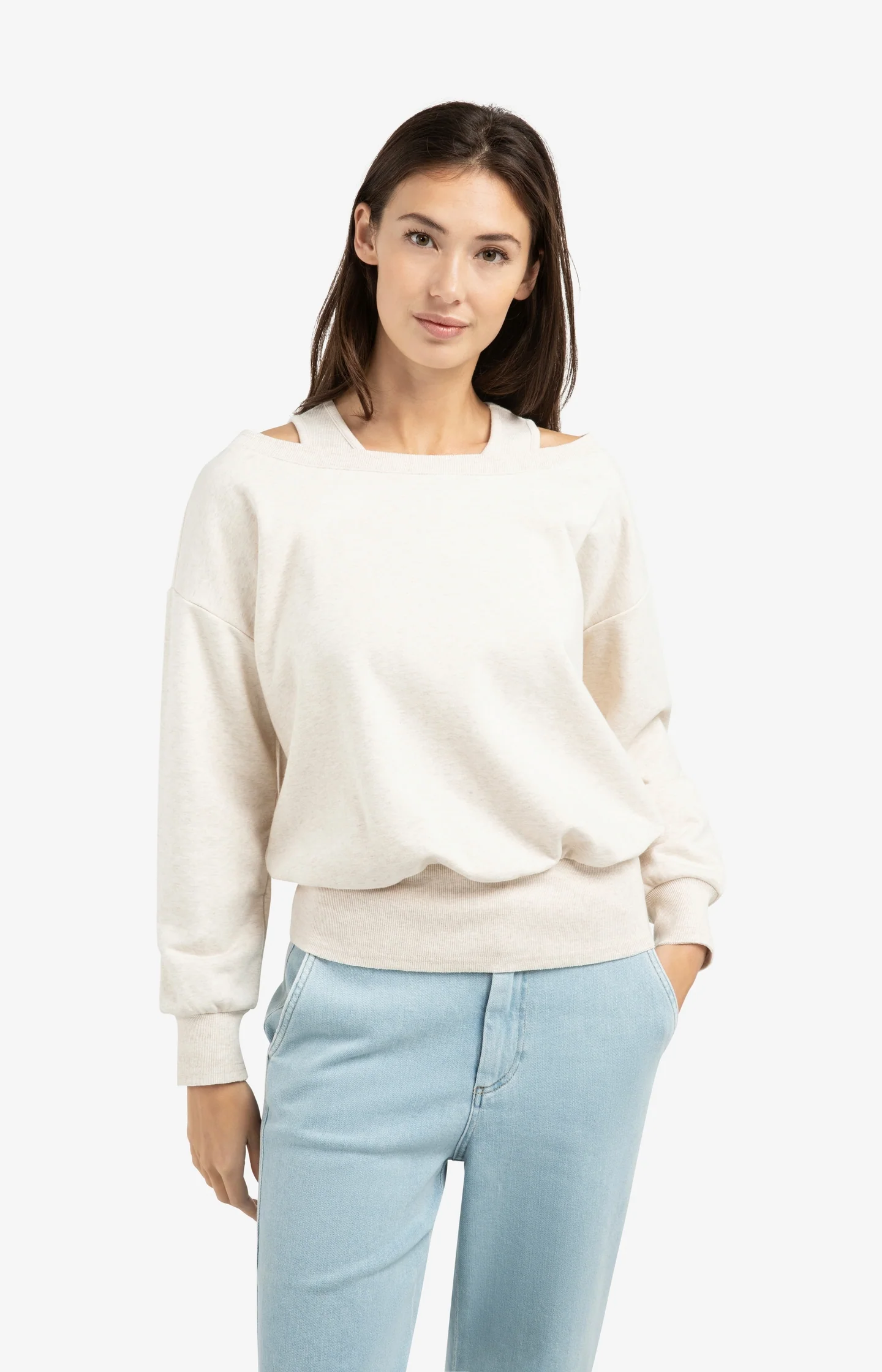 Sweatshirt with layered neckline detail - Image 3