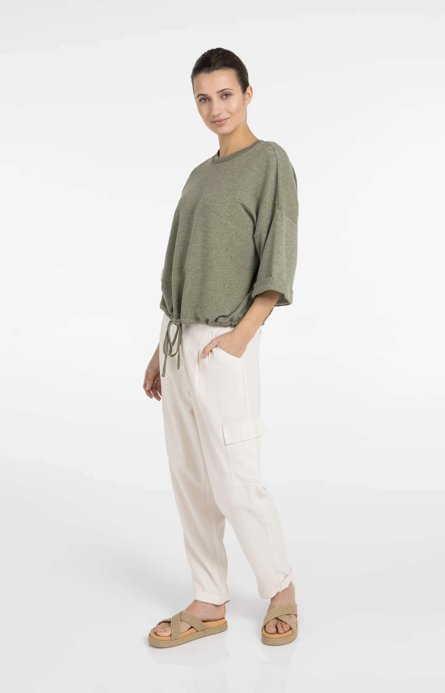 Sweatshirt with rolled cuffs and drawcord - Image 5