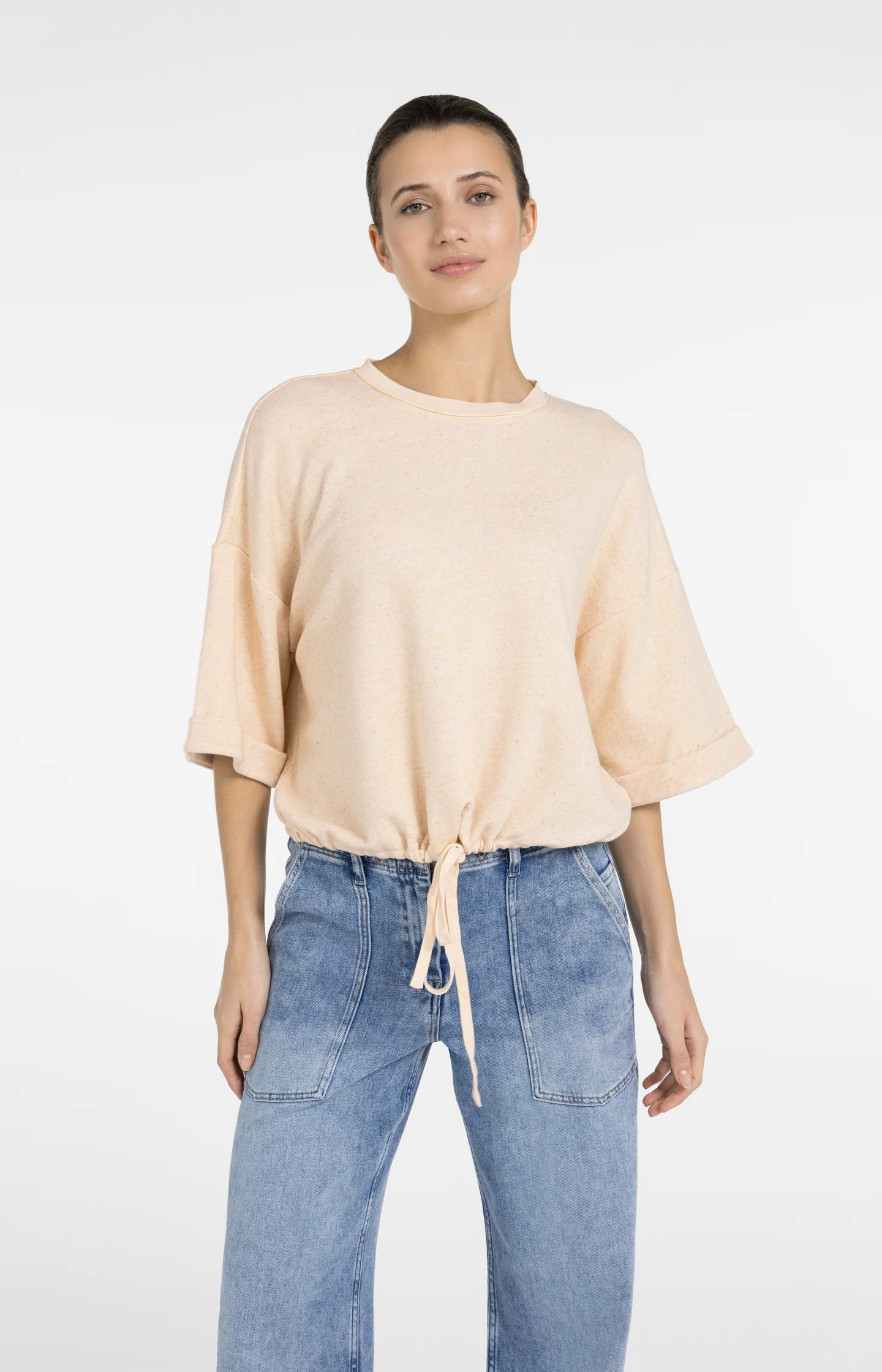 Sweatshirt with rolled cuffs and drawcord - Image 3