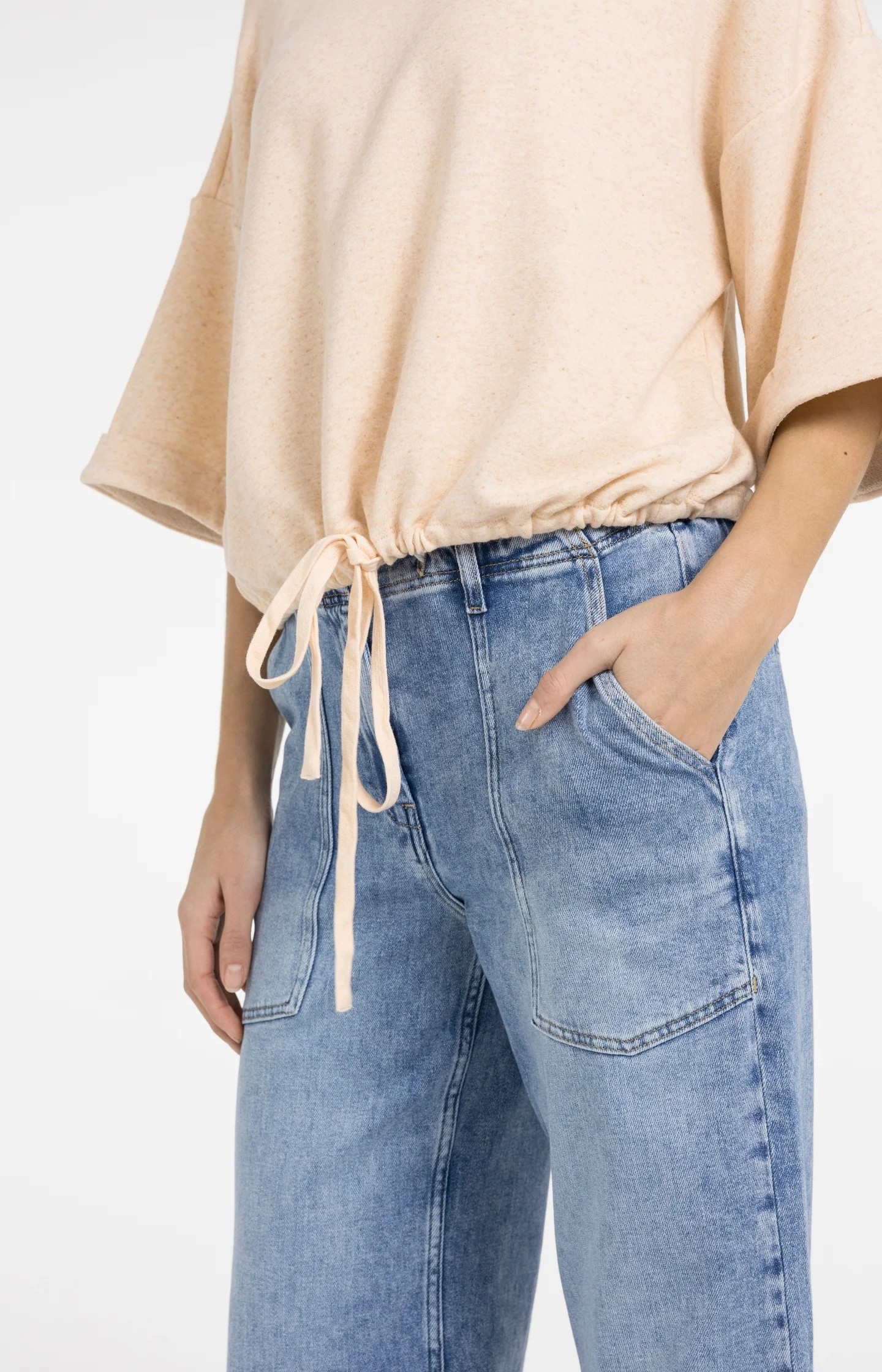 Sweatshirt with rolled cuffs and drawcord - Image 6