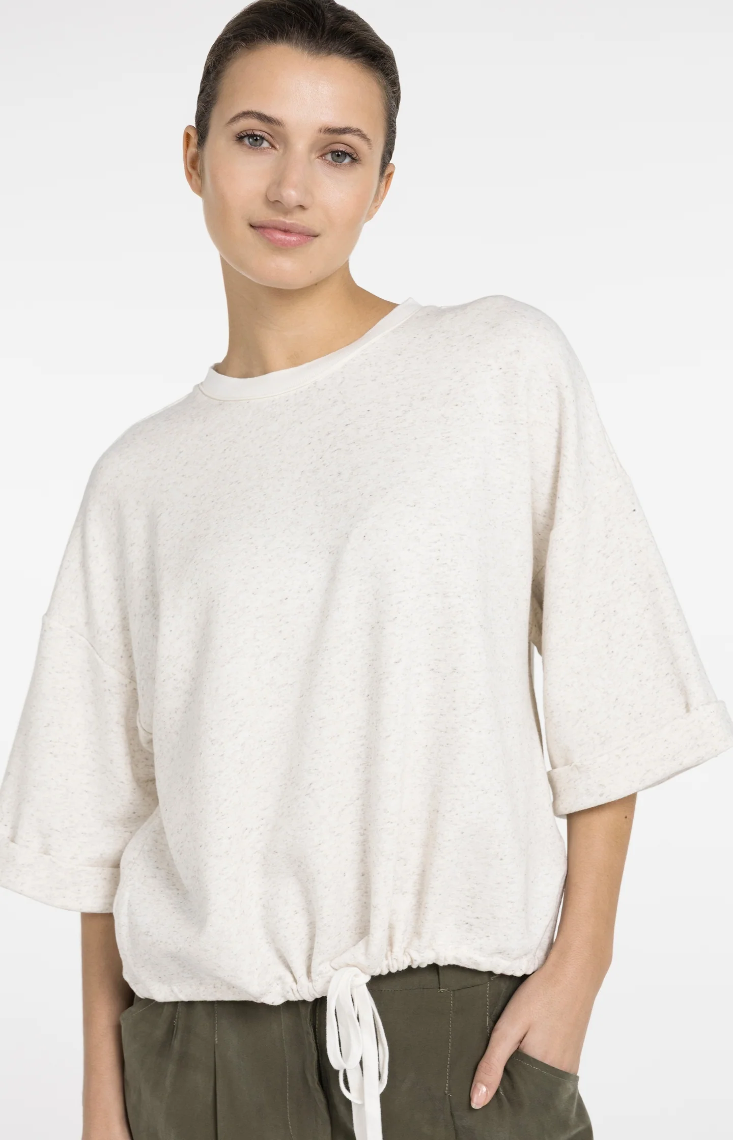 Sweatshirt with rolled cuffs and drawcord - Image 4