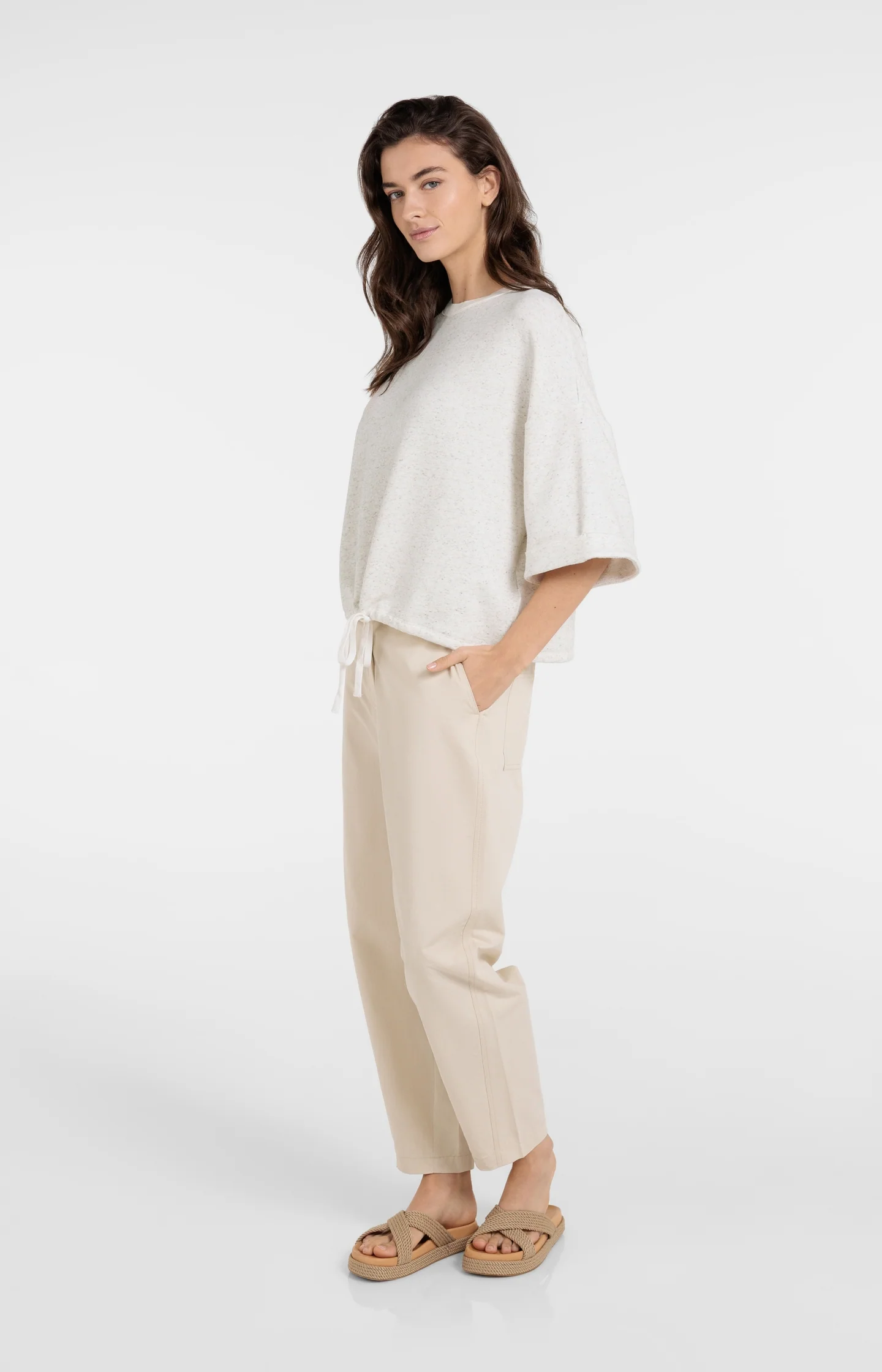 Sweatshirt with rolled cuffs and drawcord - Image 6