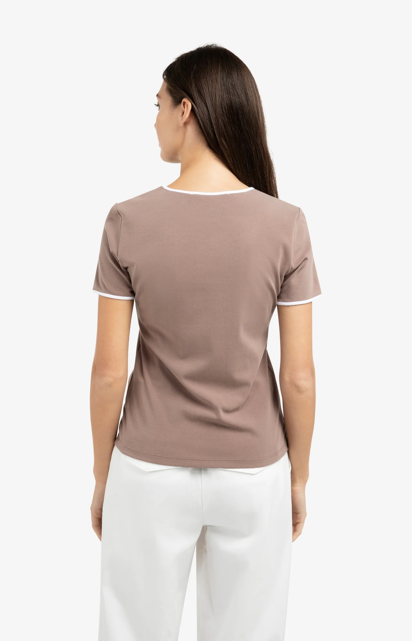 T-shirt with contrasting trim and round neck - Image 3