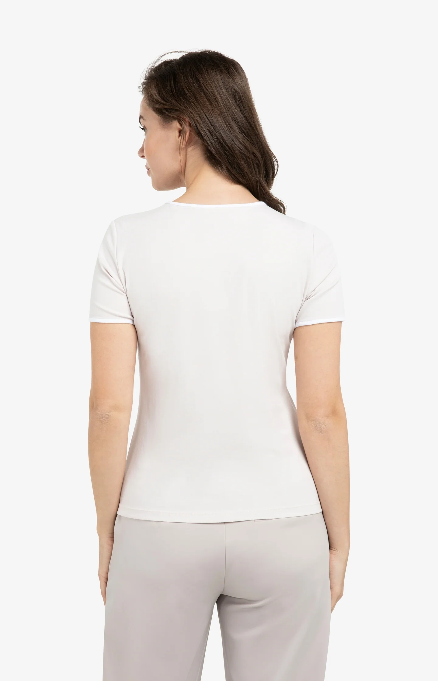 T-shirt with contrasting trim and round neck - Image 3