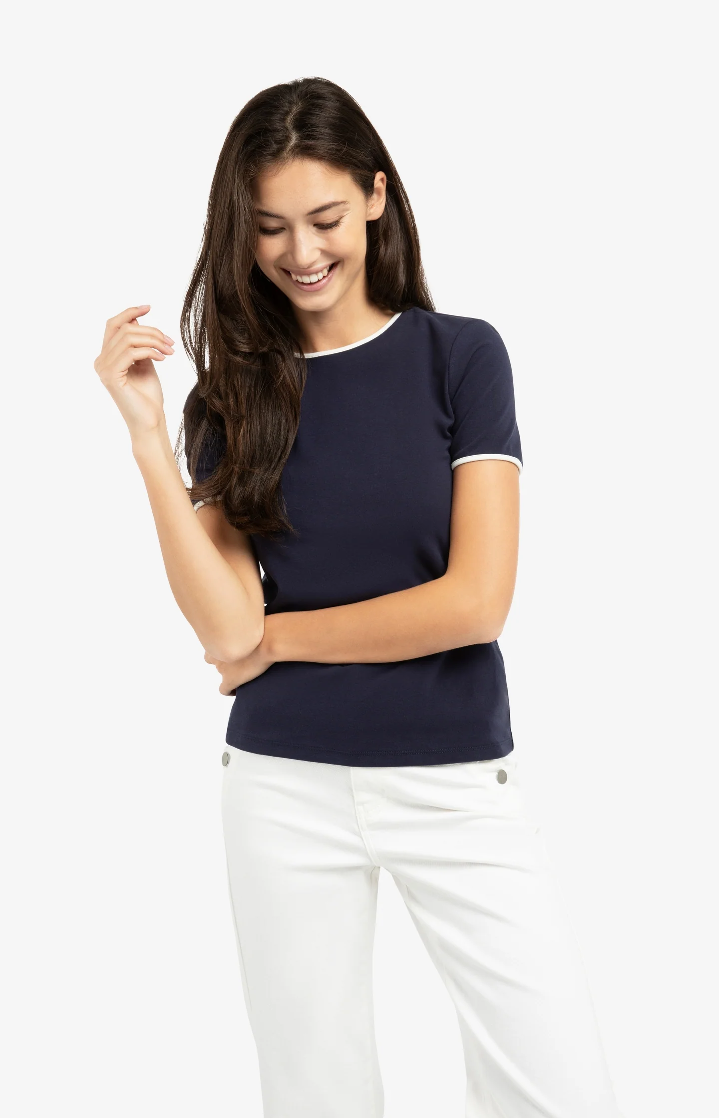T-shirt with contrasting trim and round neck - Image 3