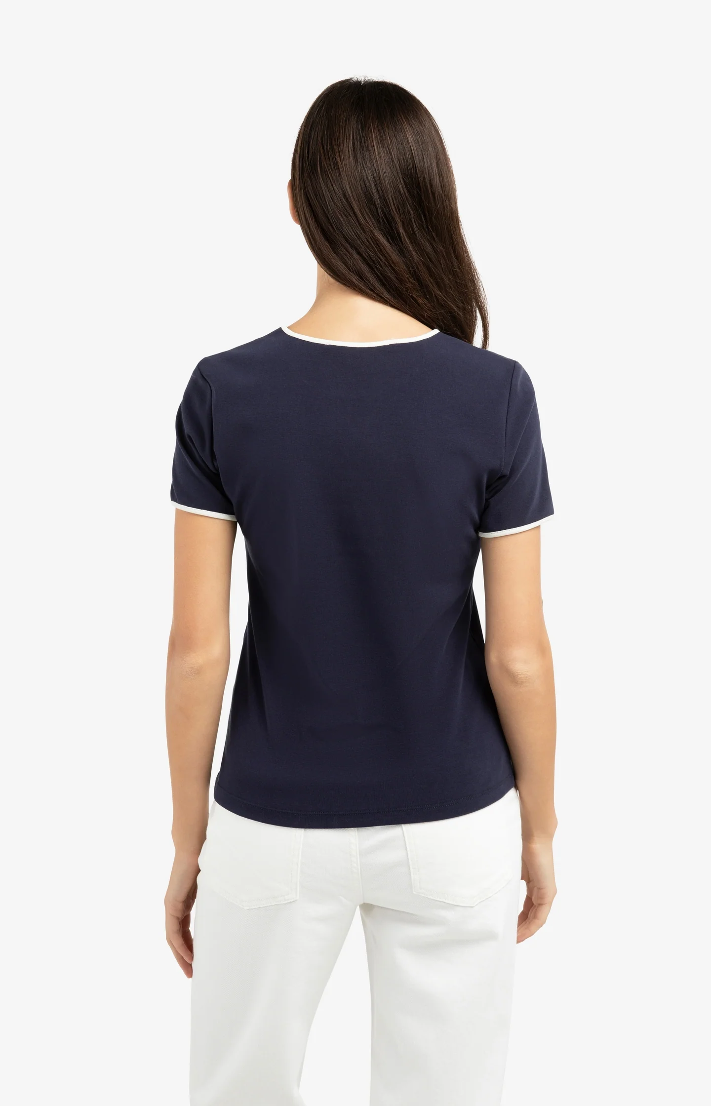 T-shirt with contrasting trim and round neck - Image 4