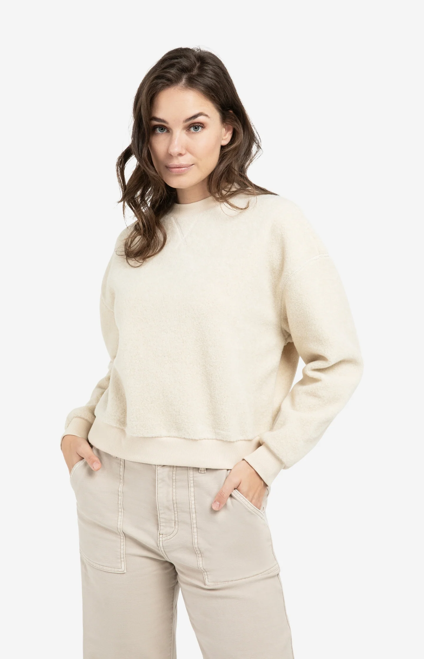 Teddy sweater with ribbed trims and round neckline - Image 3