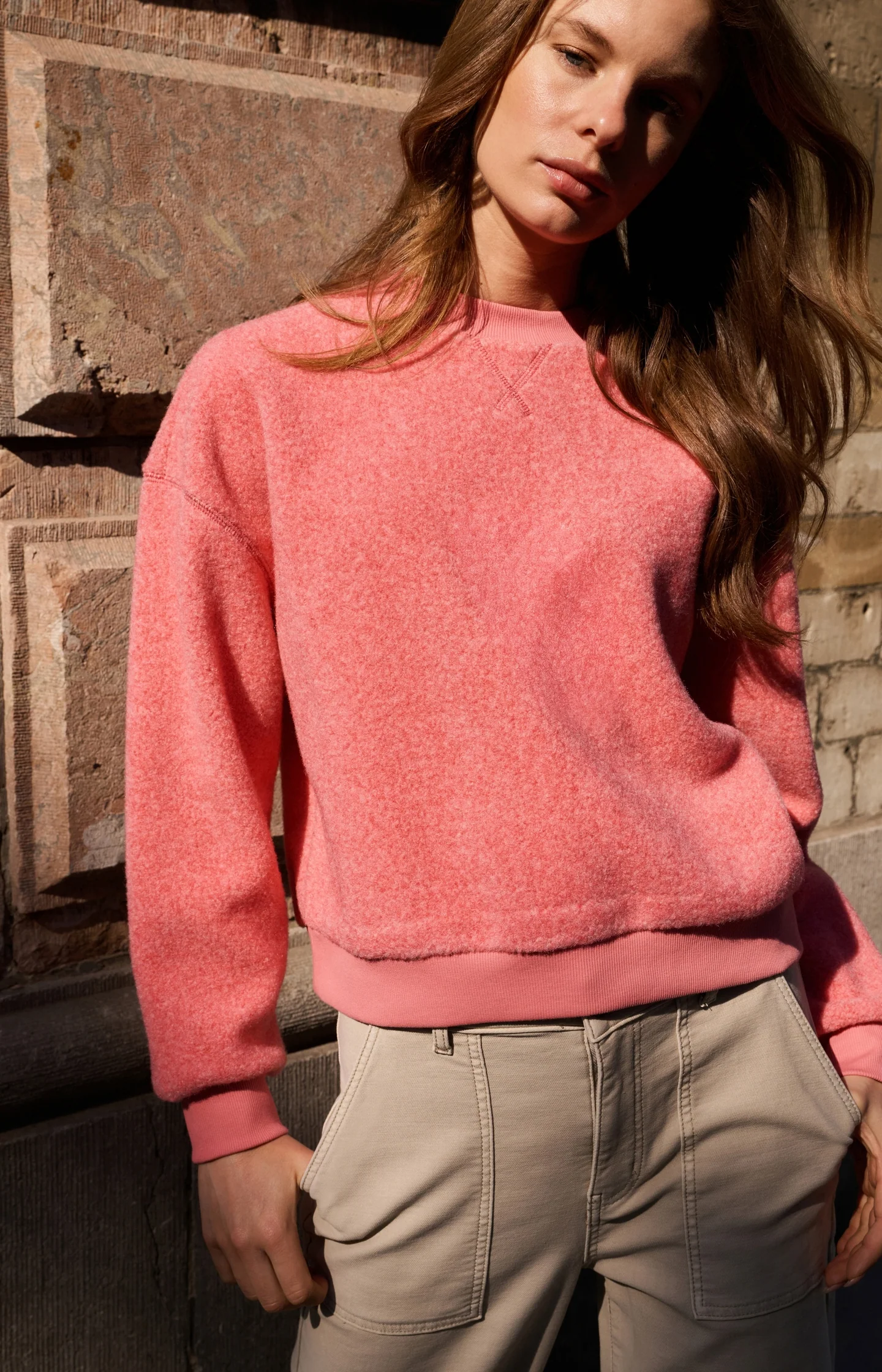 Teddy sweater with ribbed trims and round neckline - Image 7