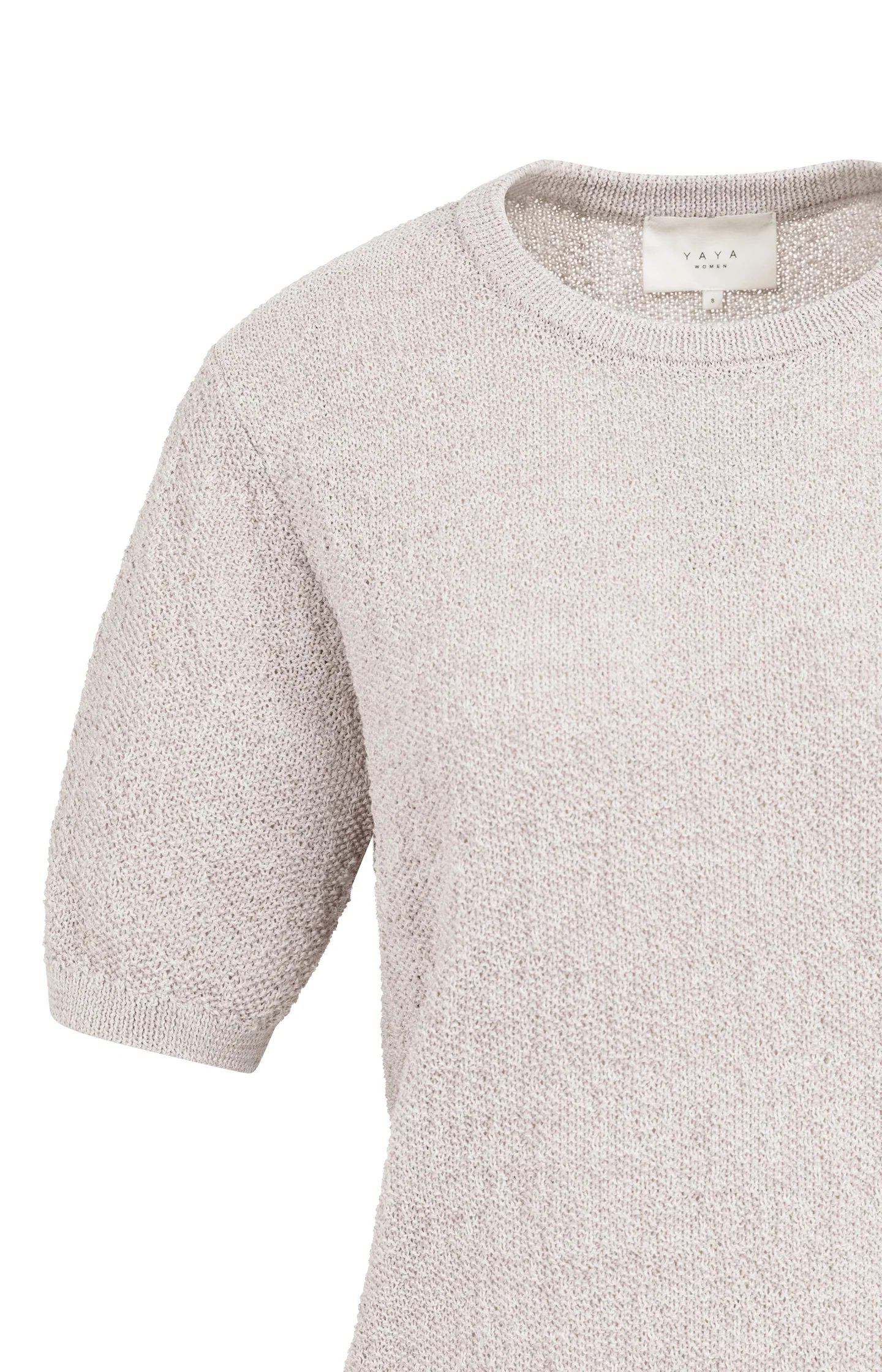Textured knitted sweater with short sleeves - Image 7