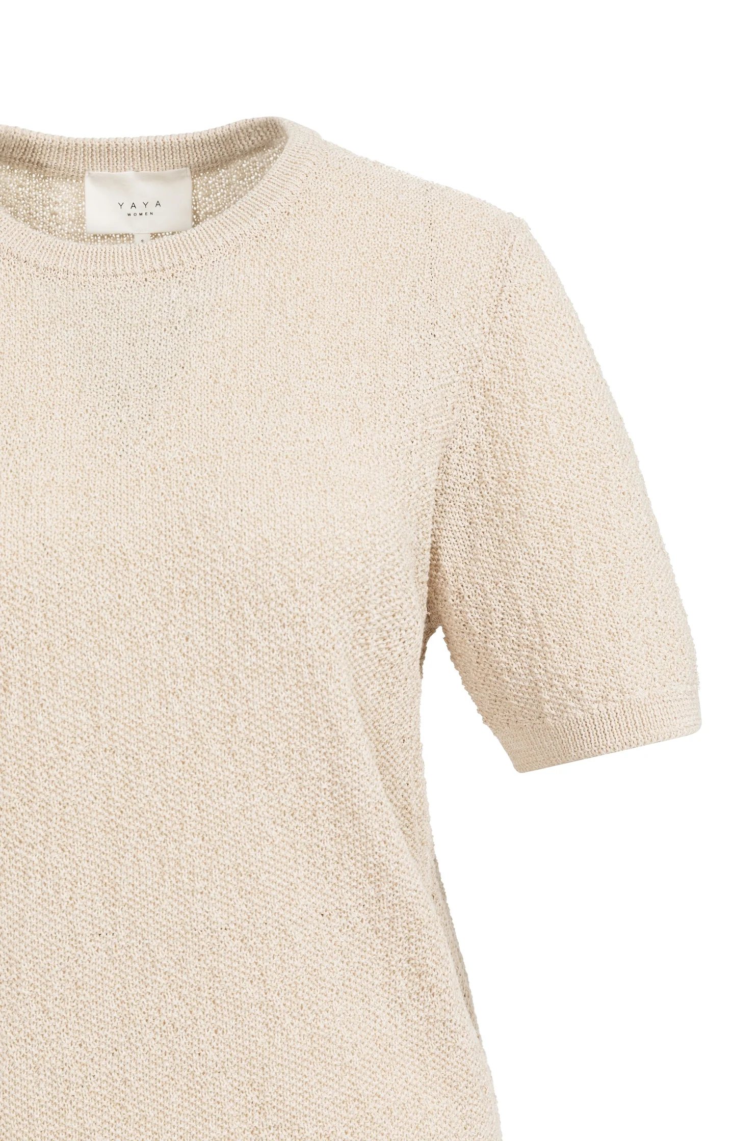 Textured knitted sweater with short sleeves - Image 8