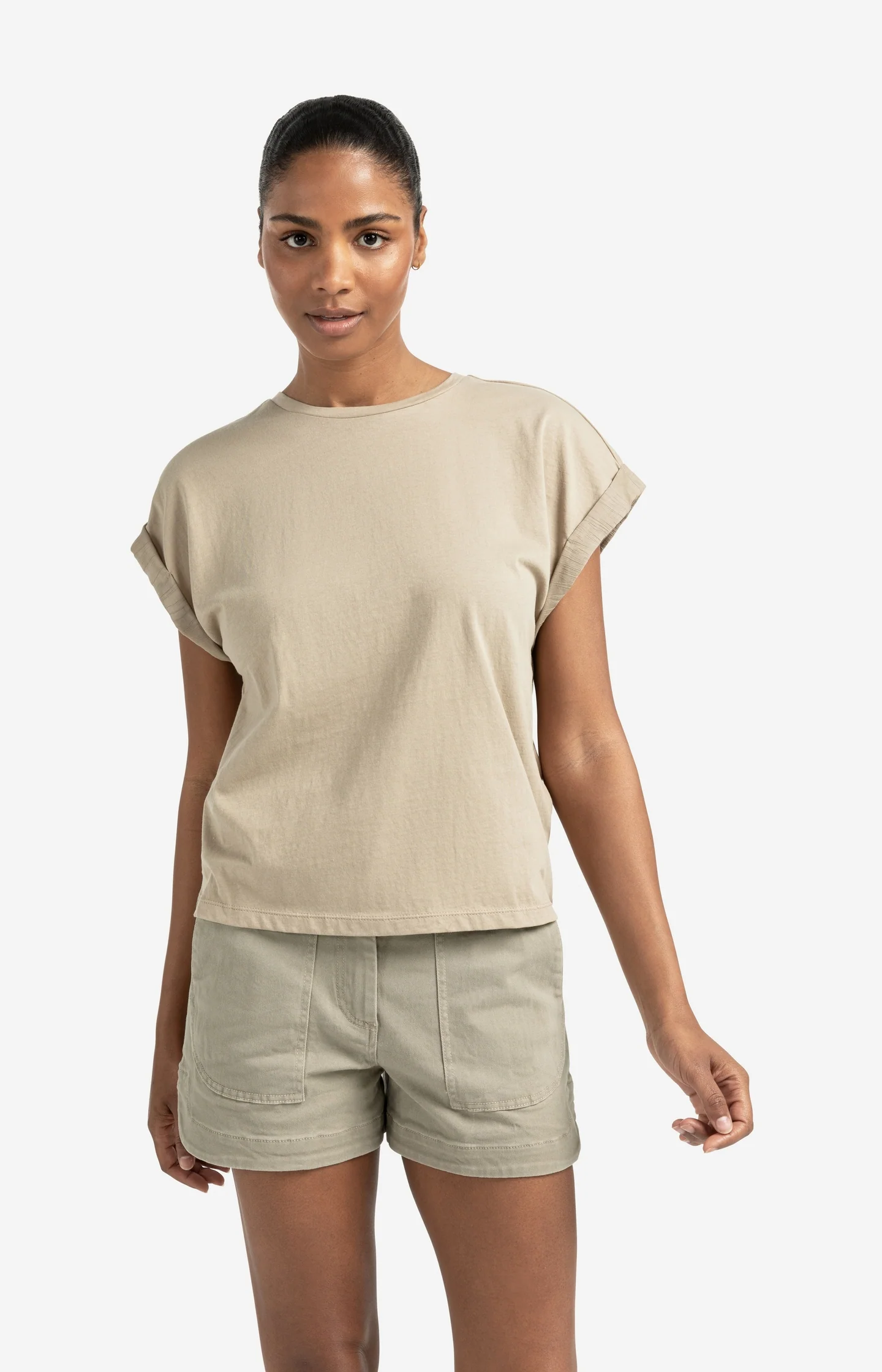 Top with round neck and woven cuff sleeves - Image 3