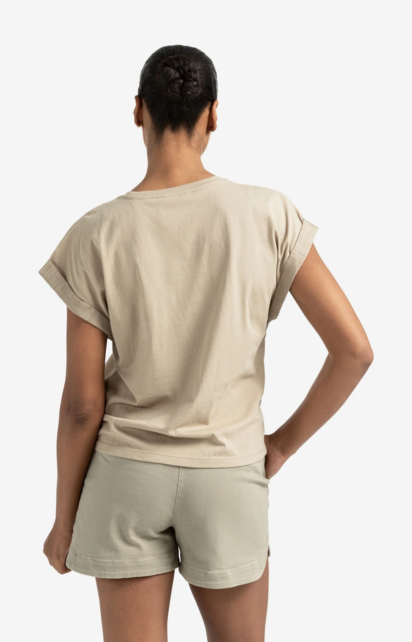 Top with round neck and woven cuff sleeves - Image 4