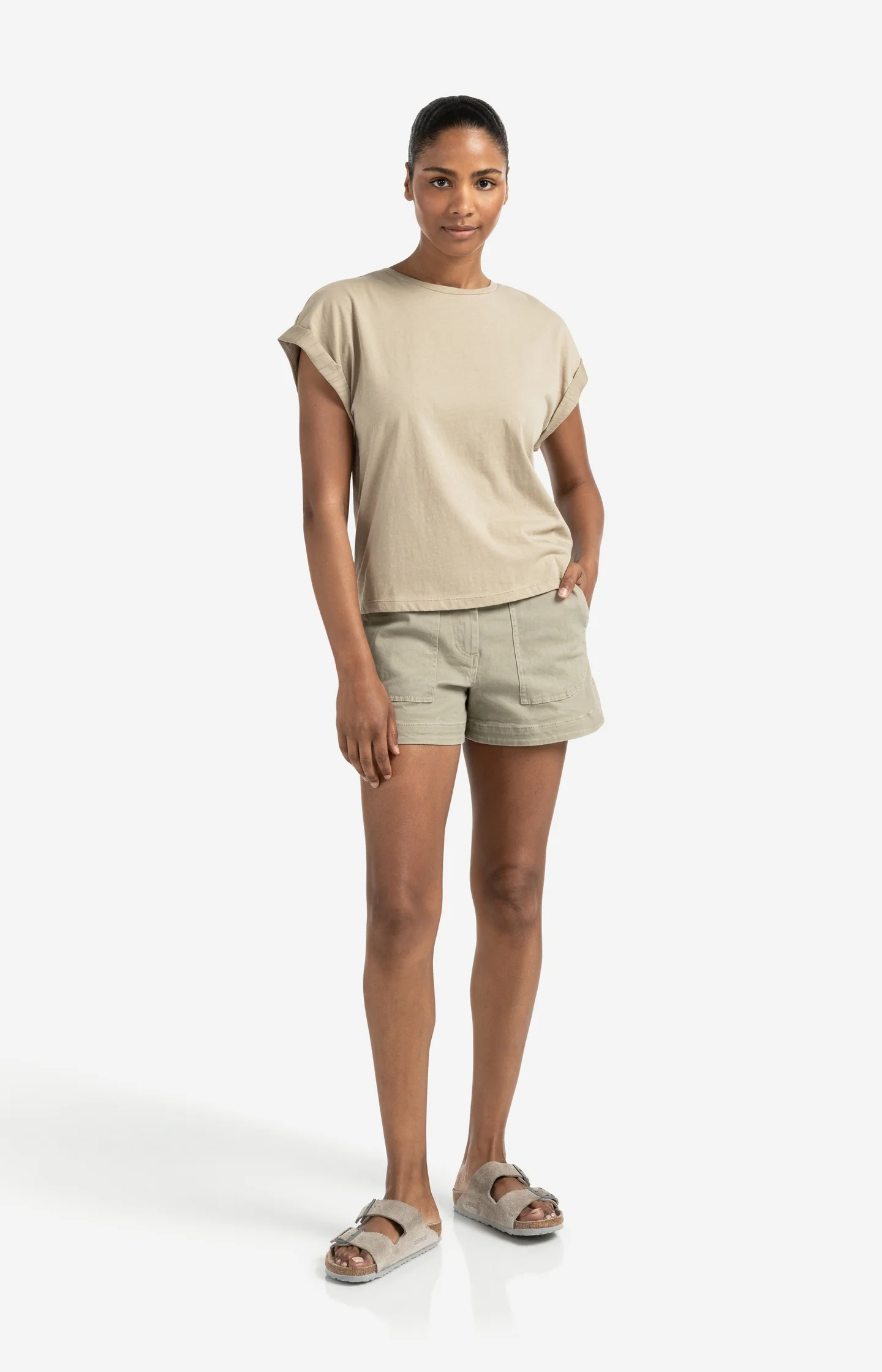Top with round neck and woven cuff sleeves - Image 6