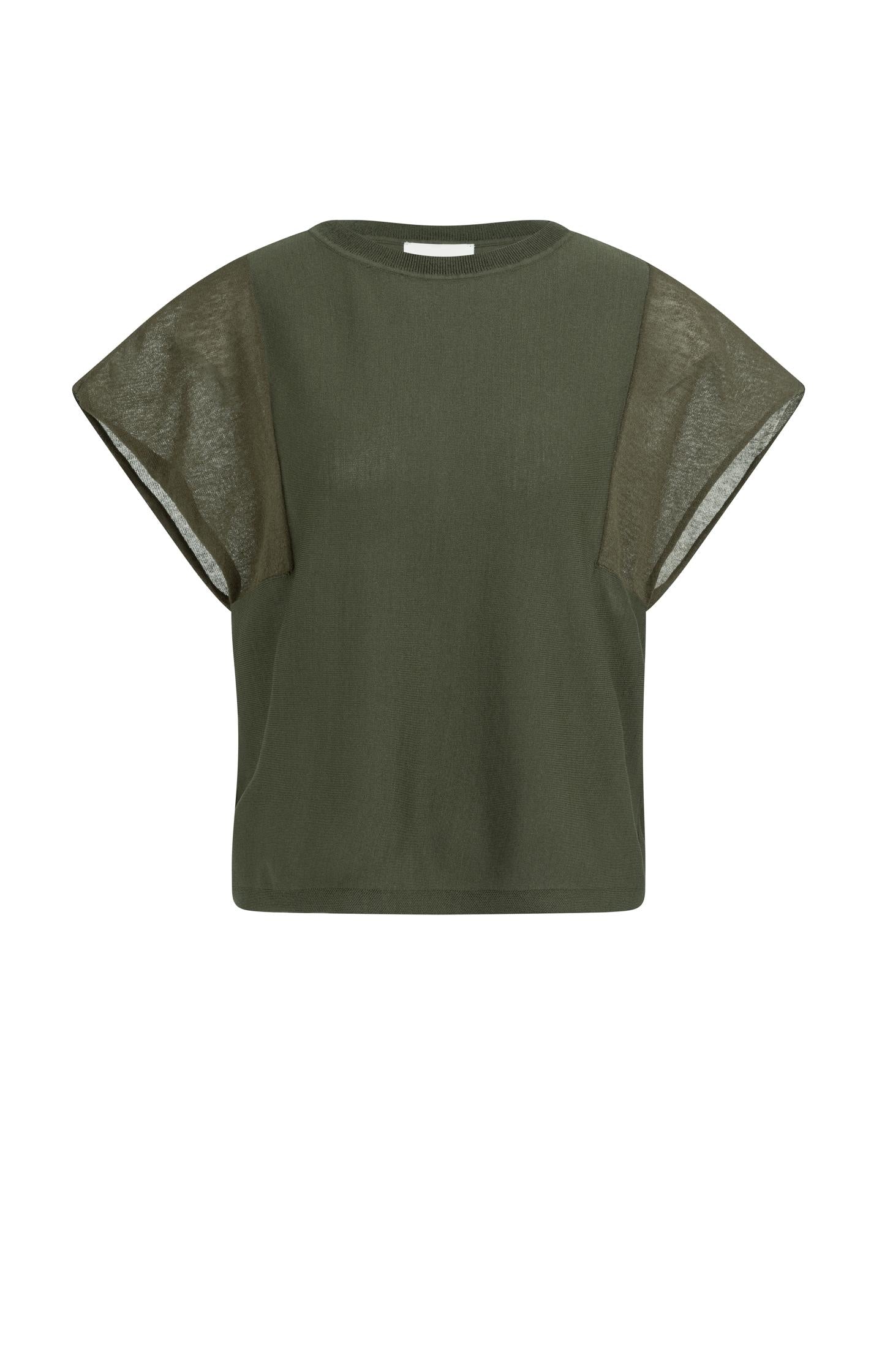 Top with sheer short sleeves and crew neck - Image 2