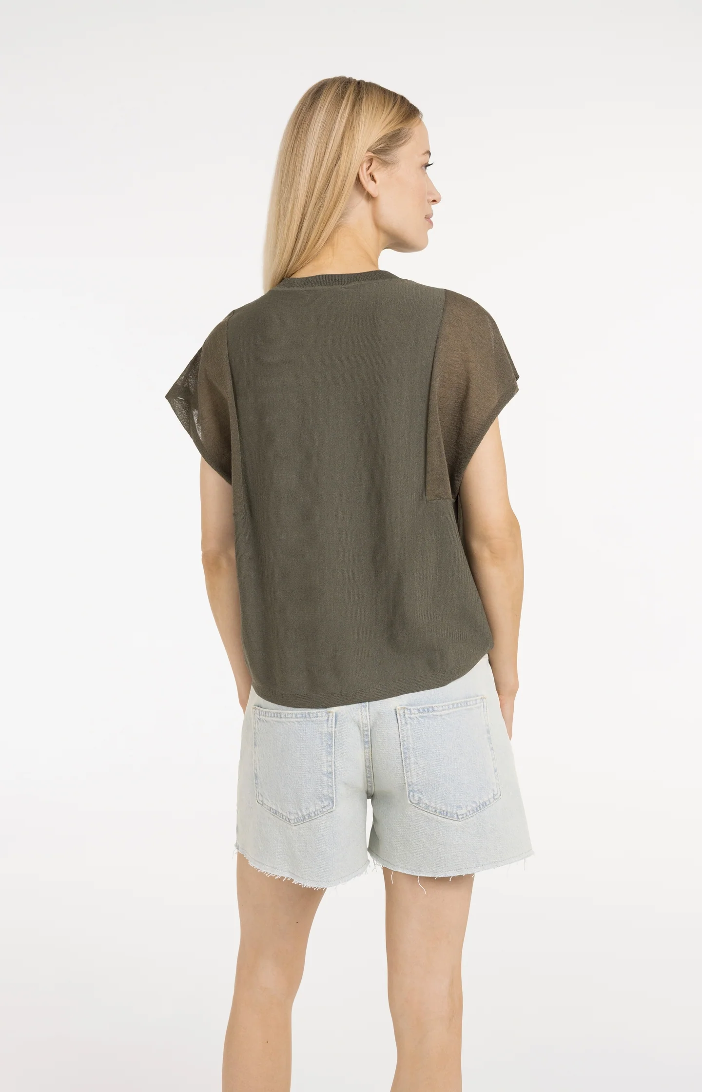 Top with sheer short sleeves and crew neck - Image 4