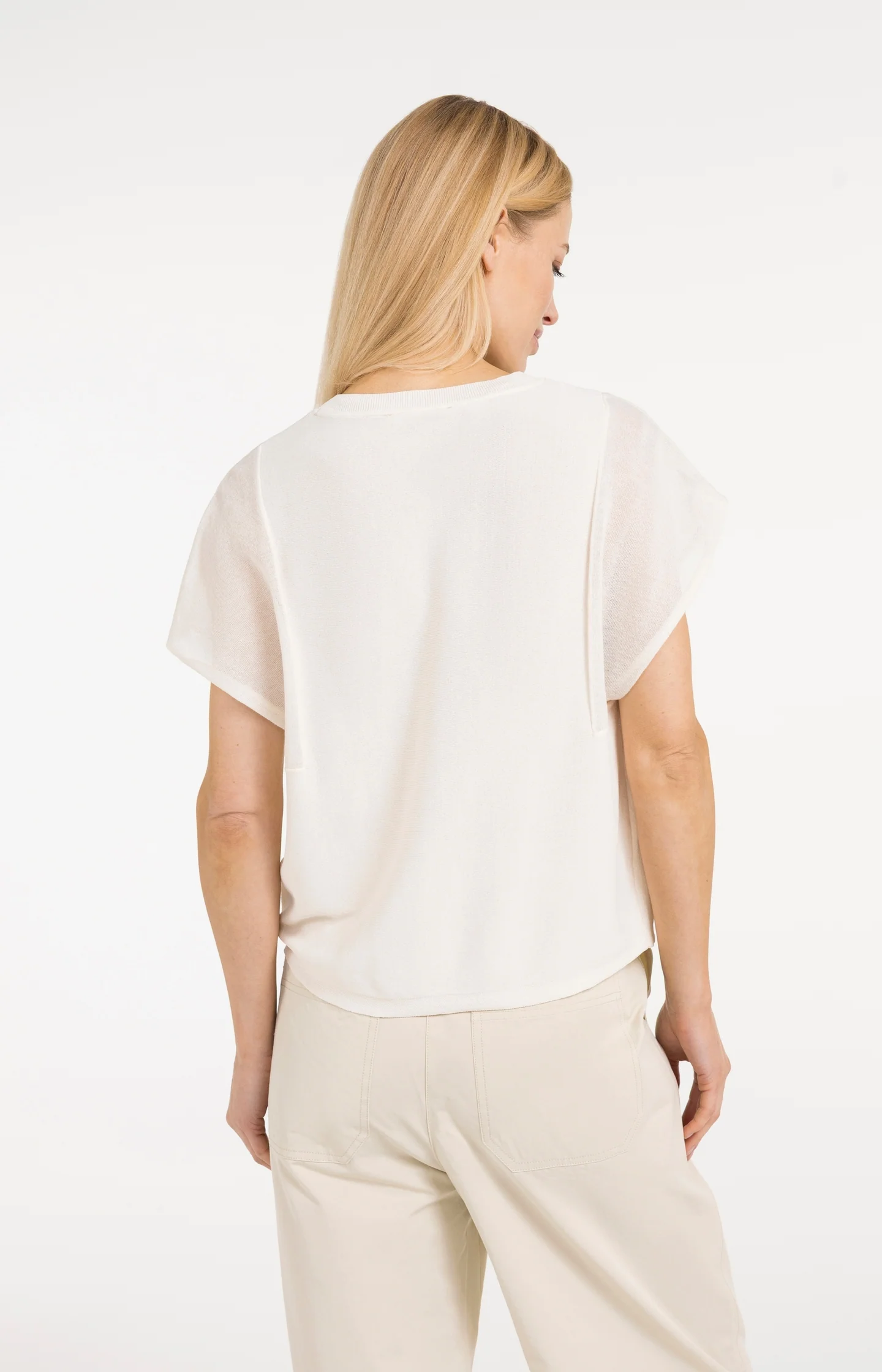 Top with sheer short sleeves and crew neck - Image 4