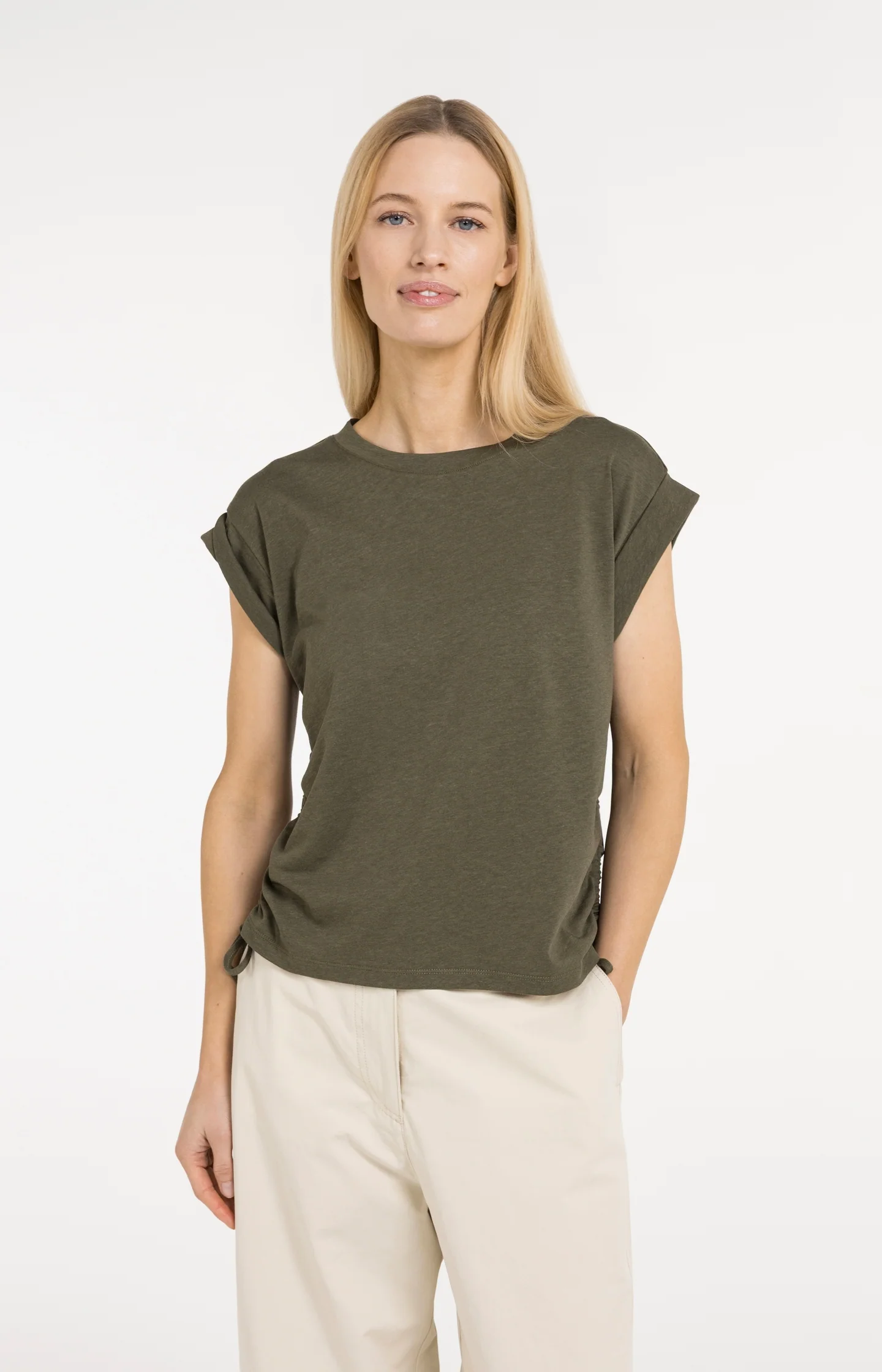 Top with short sleeves and adjustable cords