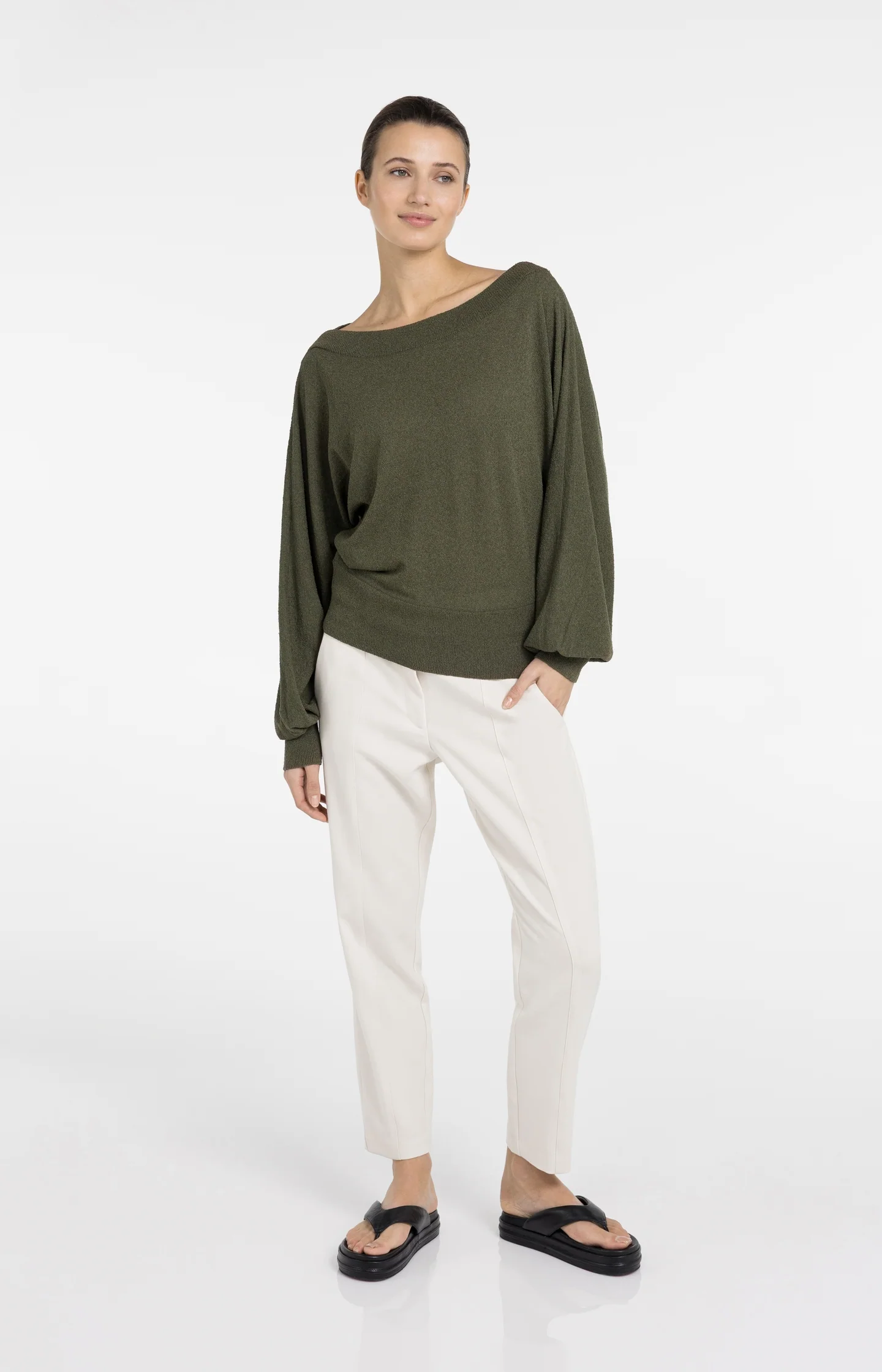 Towel knit sweater with boat neckline - Image 6