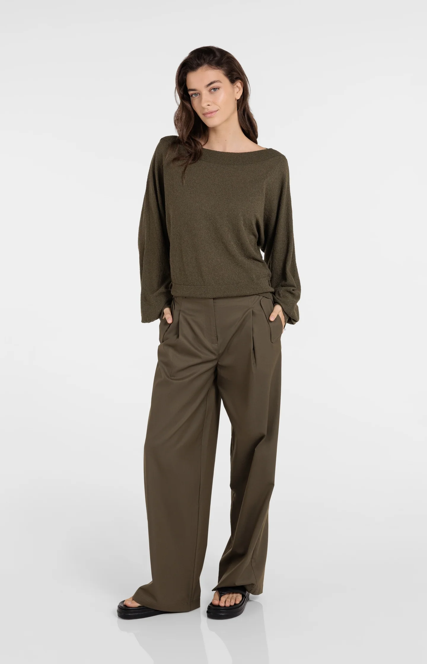 Towel knit sweater with boat neckline - Image 7