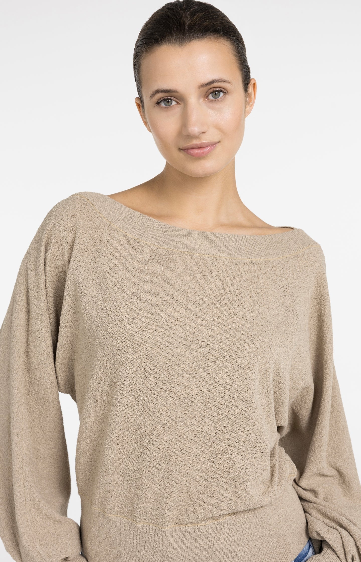 Towel knit sweater with boat neckline - Image 5