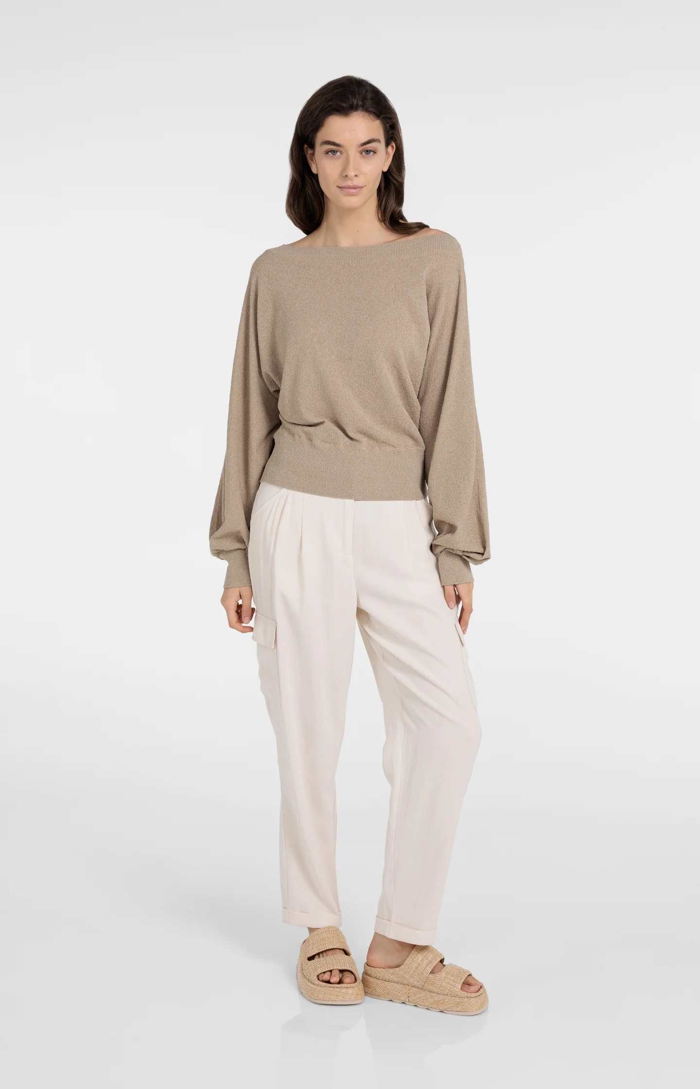 Towel knit sweater with boat neckline - Image 7