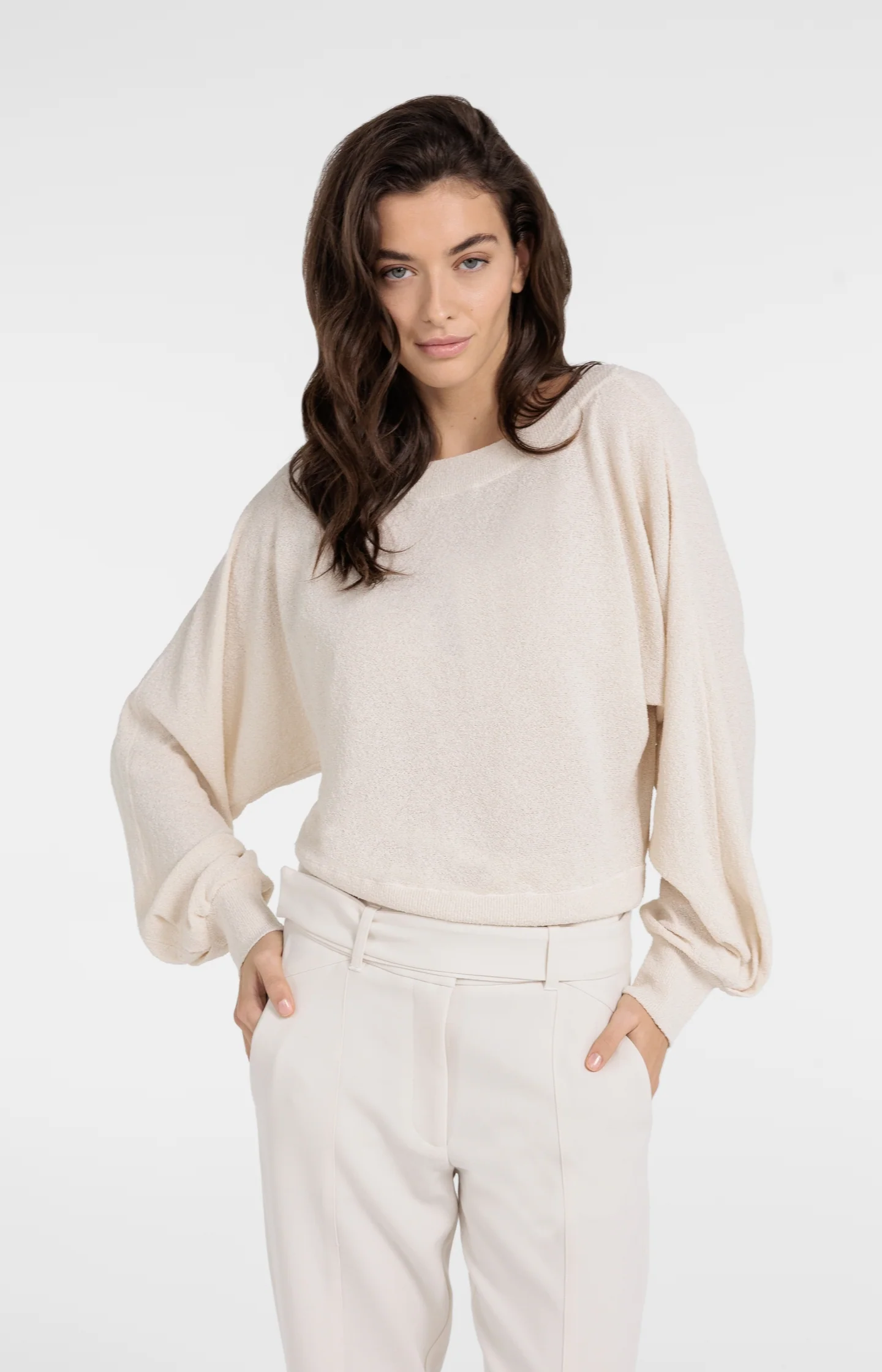Towel knit sweater with boat neckline - Image 6