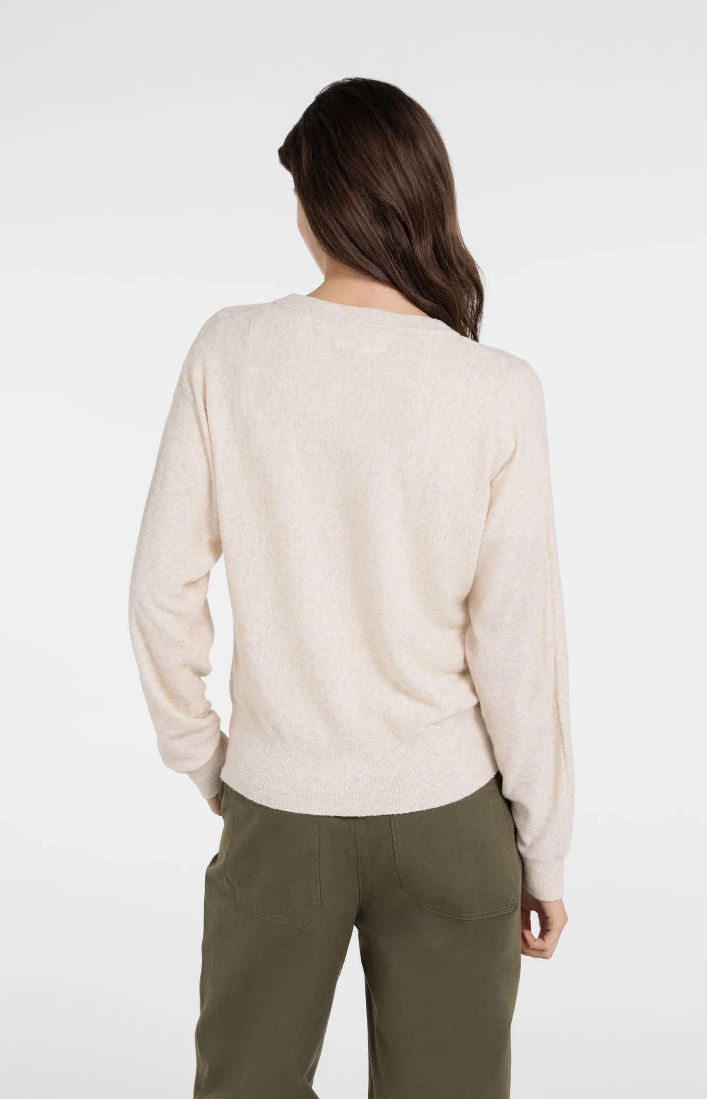 Towel-textured knit cardigan with long sleeves - Image 4