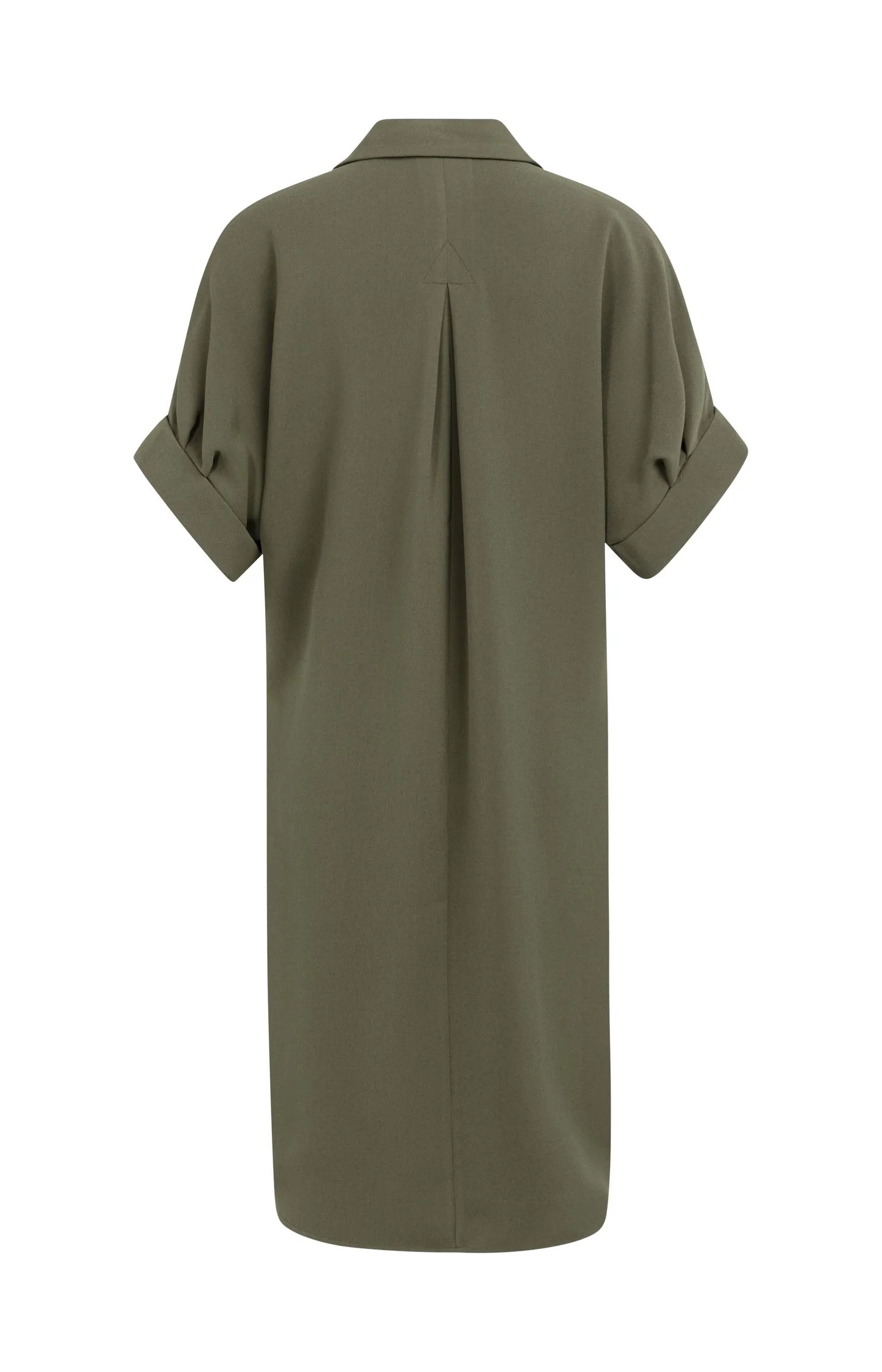 V-neck dress with pleated sleeves and loose fit - Image 6
