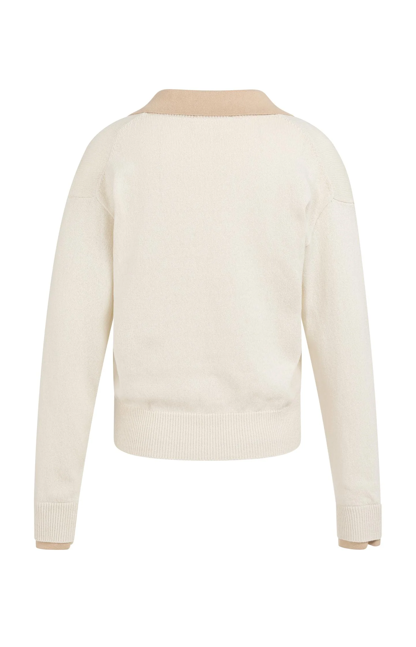 V-neck sweater with long sleeves and contrasting collar - Image 9