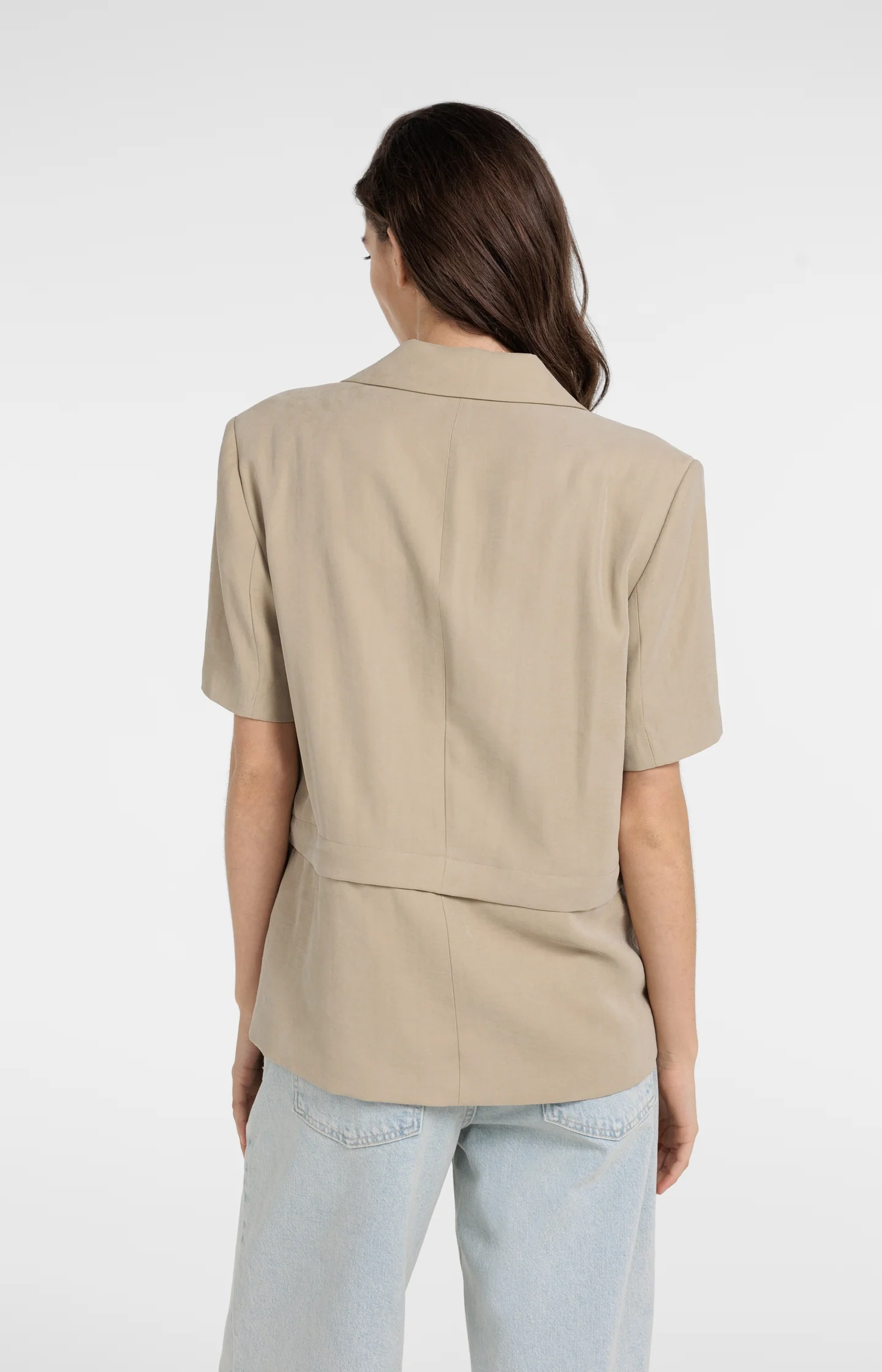 Woven blazer with short sleeves and detachable zip hem - Image 6