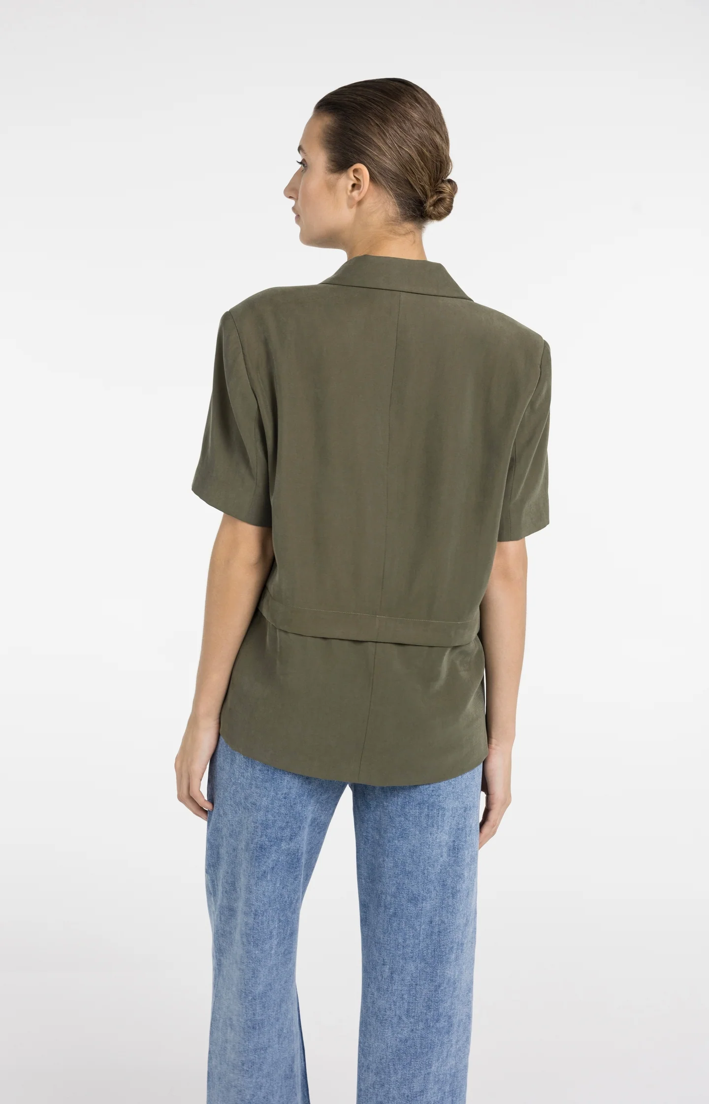 Woven blazer with short sleeves and detachable zip hem - Image 6