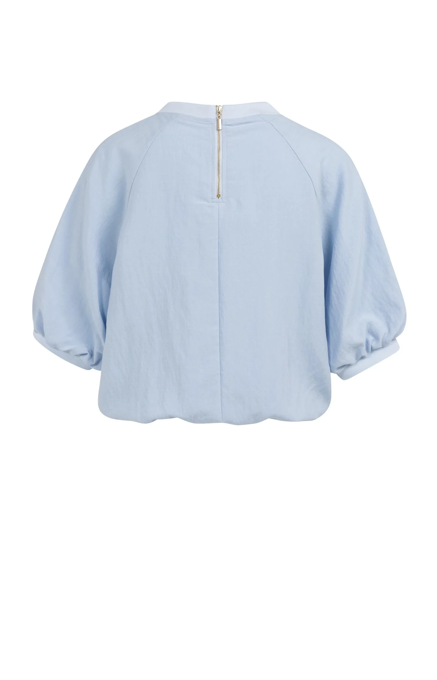 Woven T-shirt with balloon sleeves and zip - Image 6