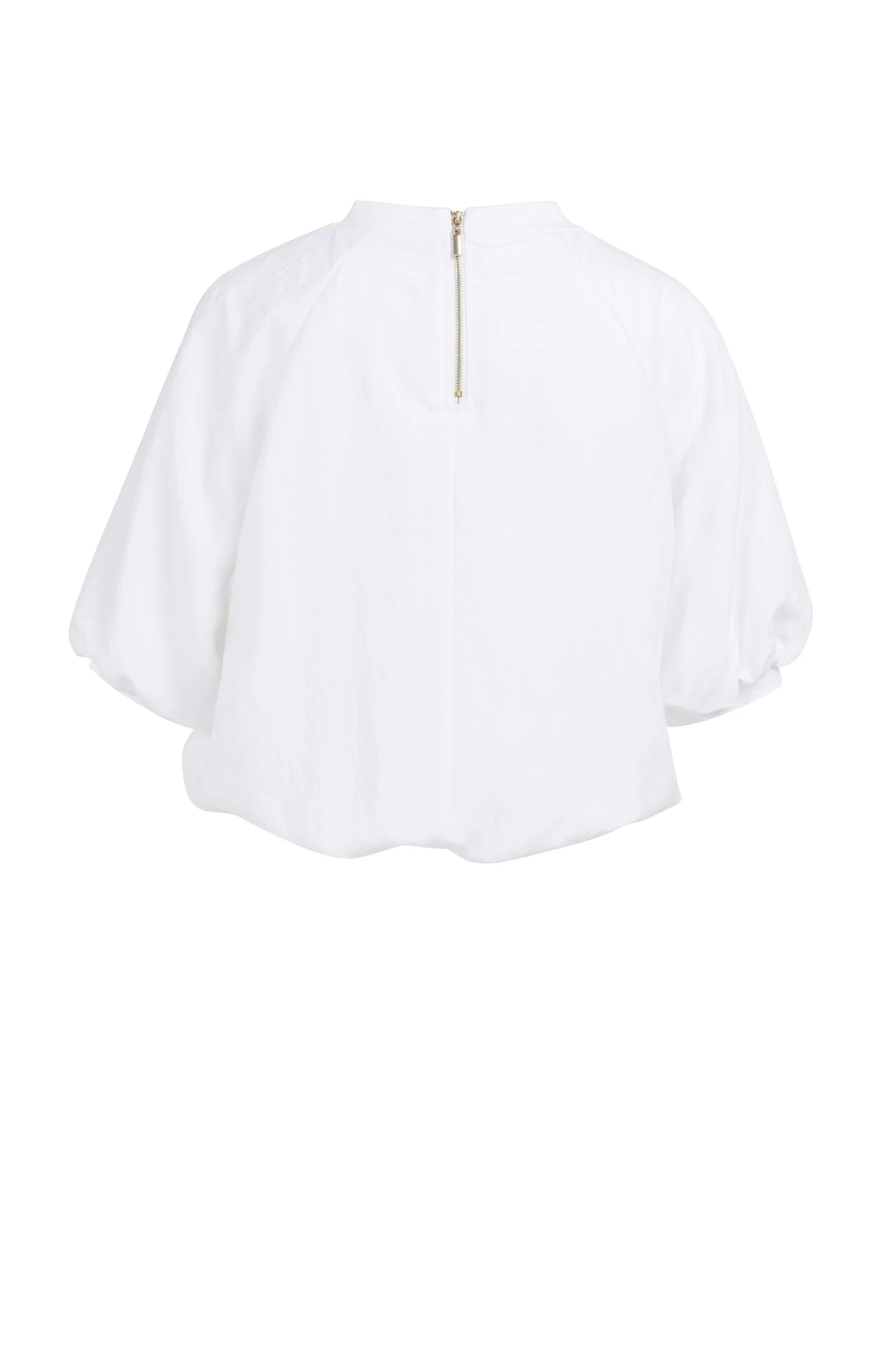 Woven T-shirt with balloon sleeves and zip - Image 10
