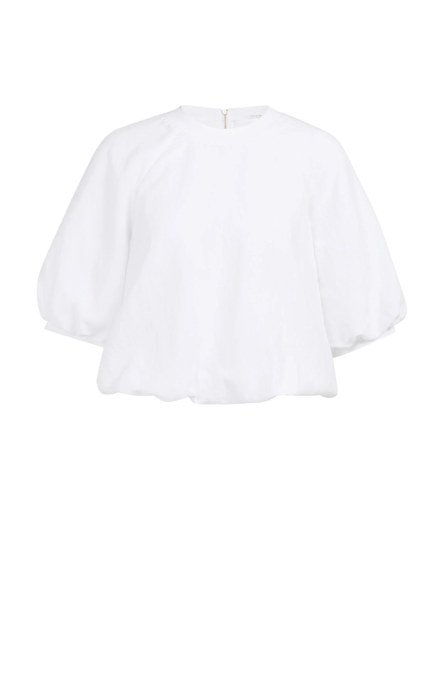 Woven T-shirt with balloon sleeves and zip - Image 2