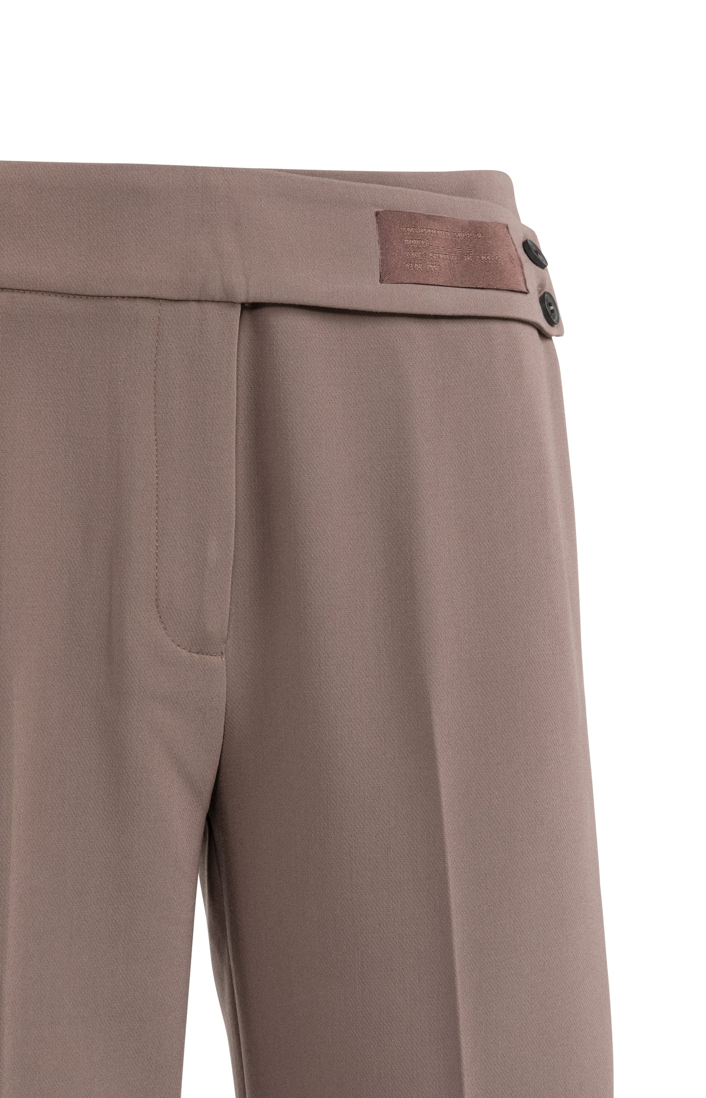 Woven trousers with asymmetrical waistband and straight fit - Brown - Image 8