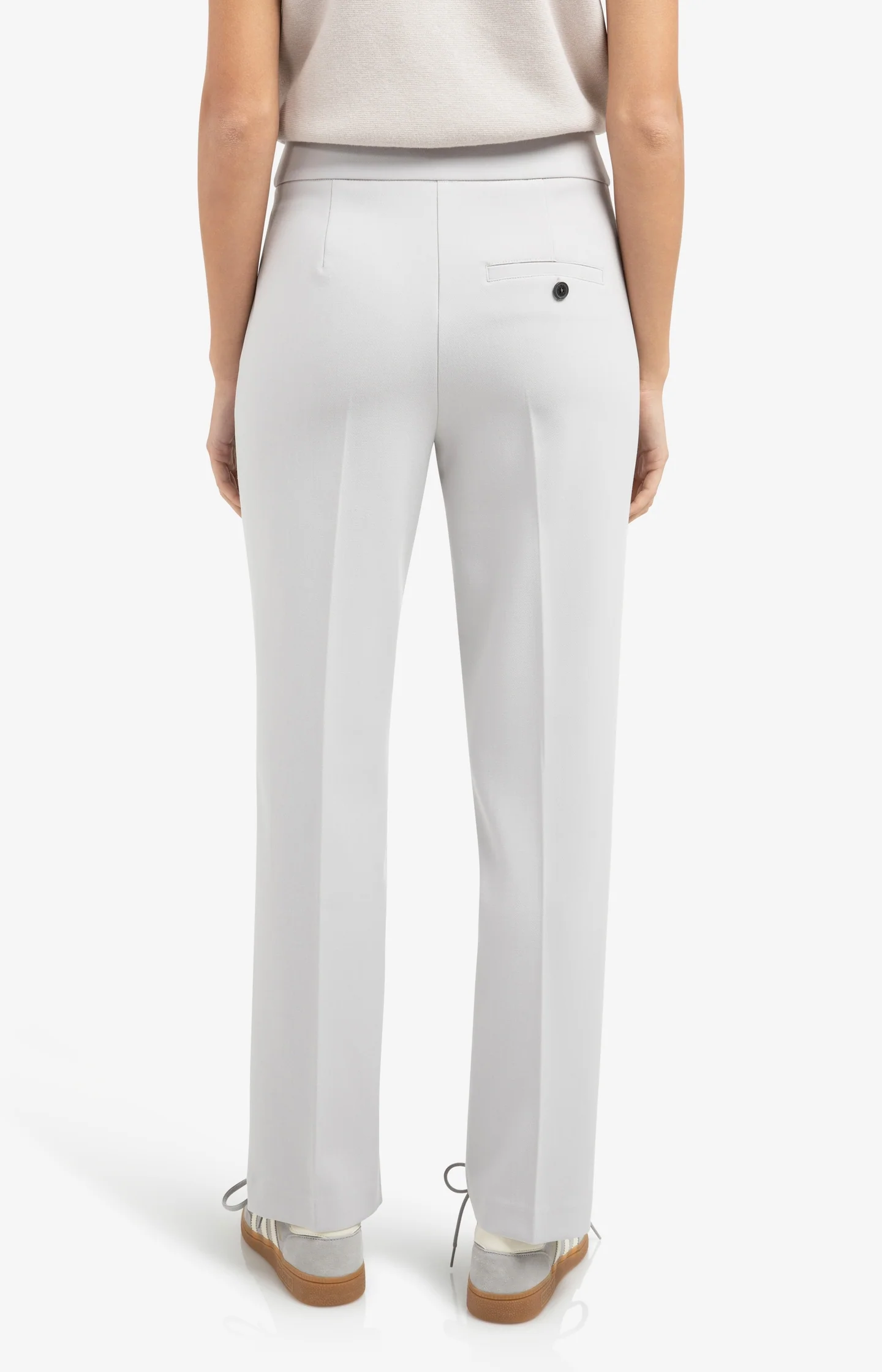 Woven trousers with asymmetrical waistband and straight fit - Grey - Image 4