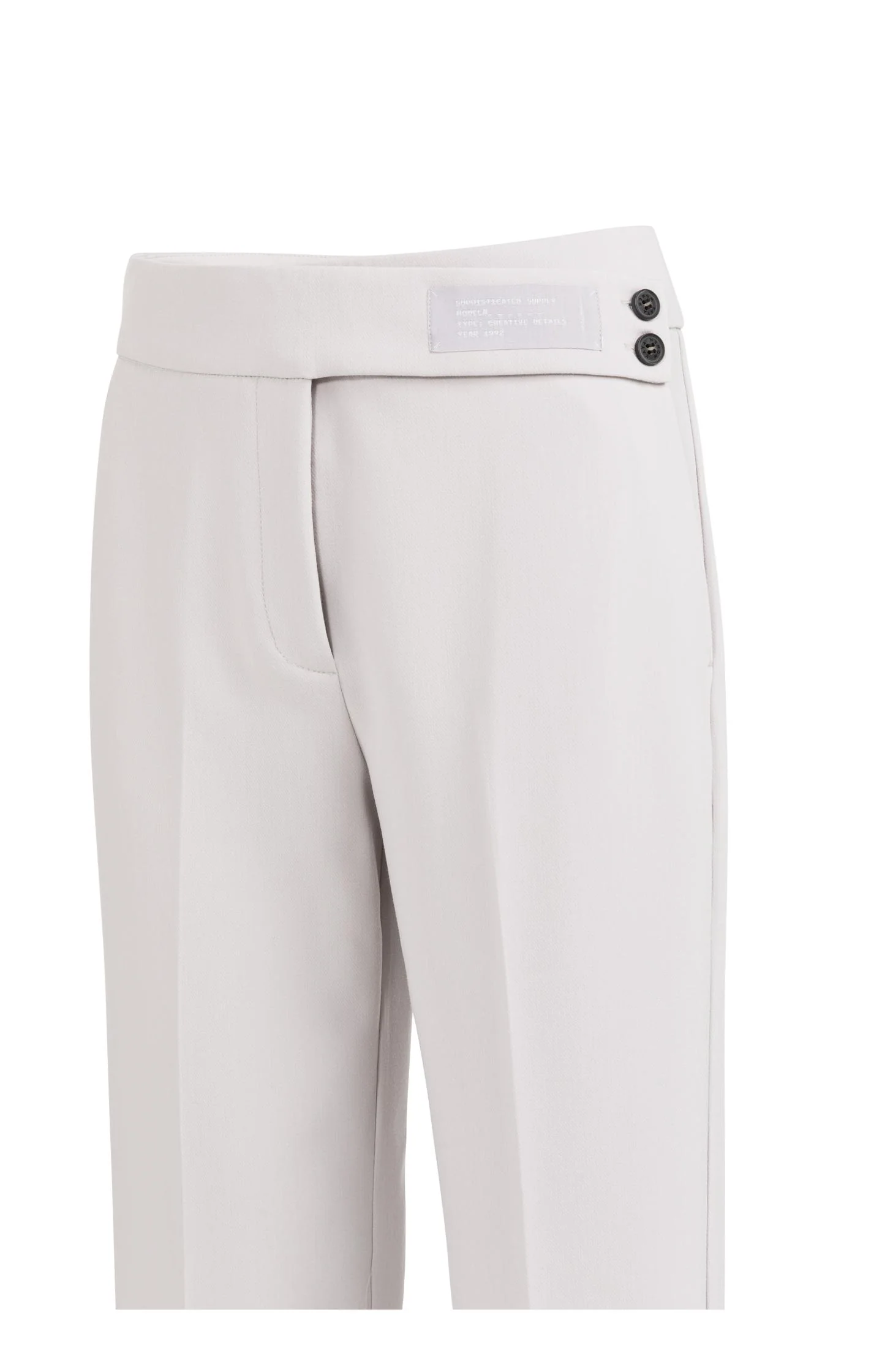 Woven trousers with asymmetrical waistband and straight fit - Grey - Image 9