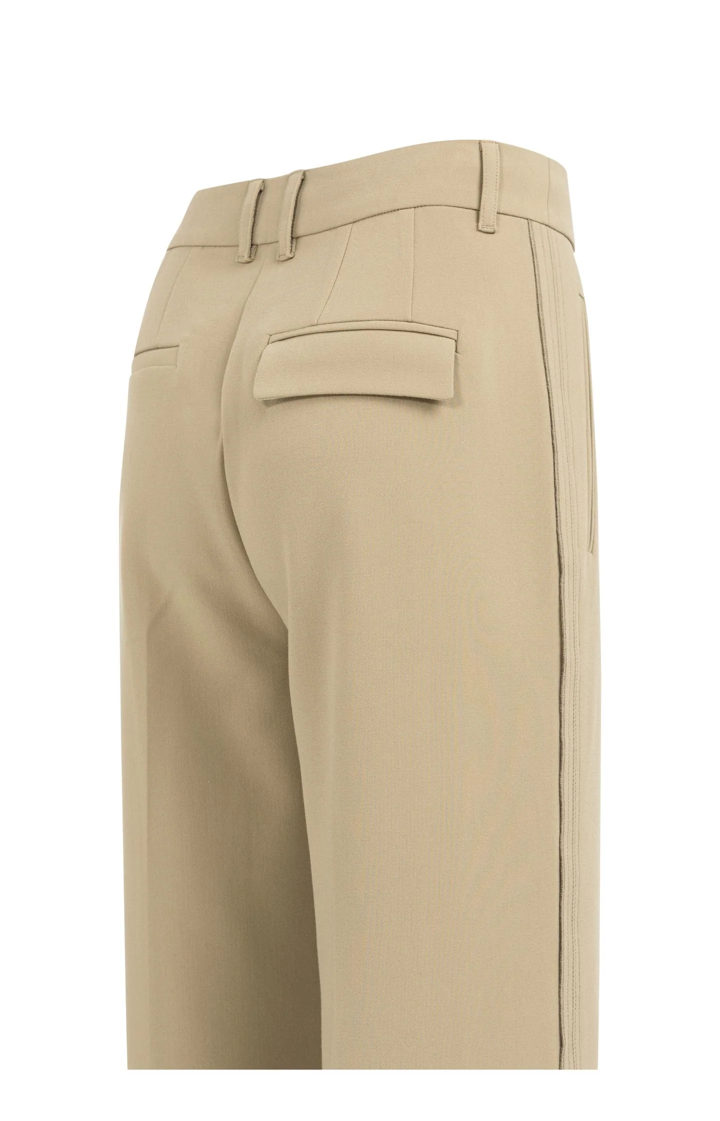 Woven trousers with wide legs and stitched details - Brown - Image 10