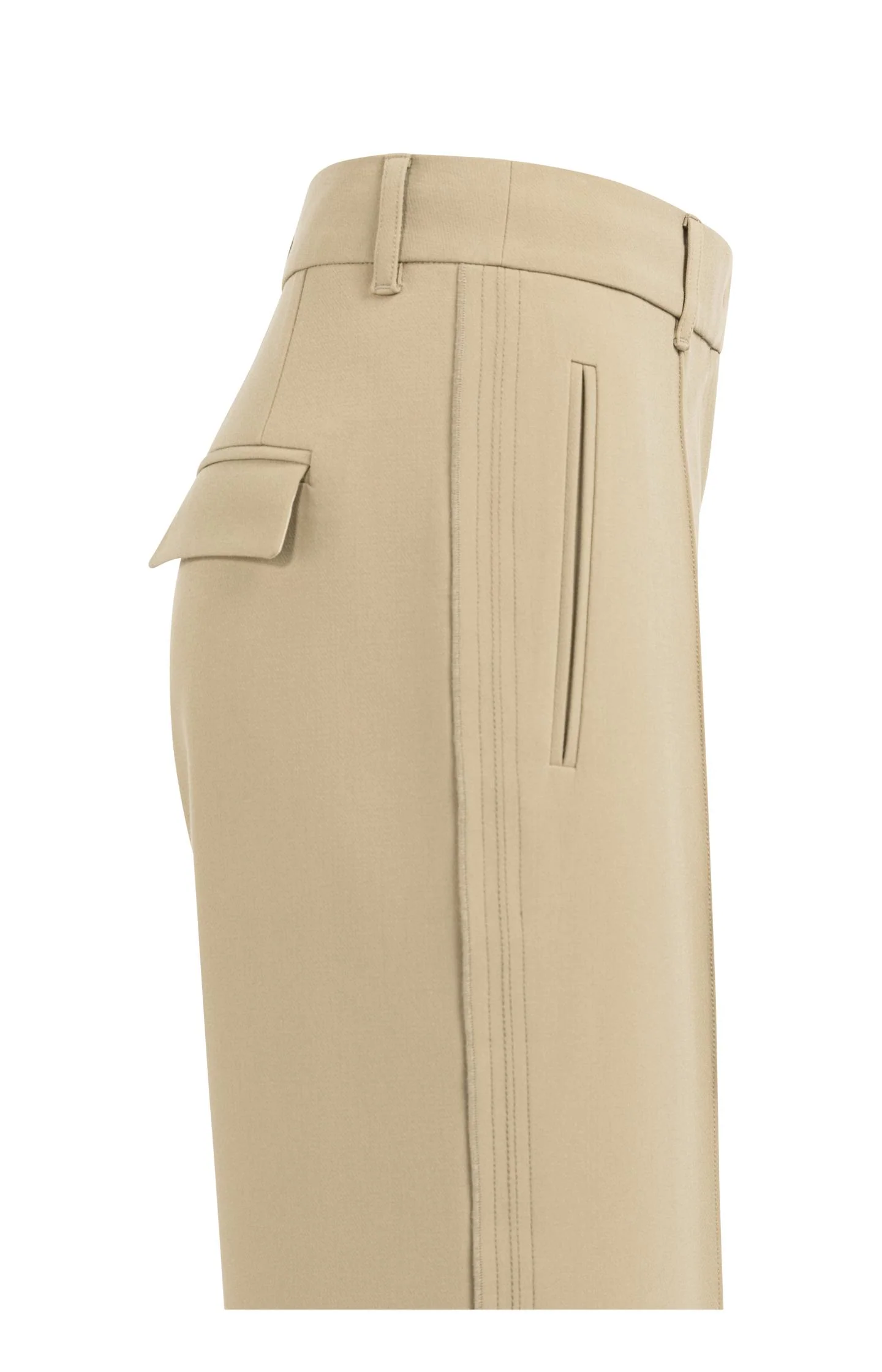 Woven trousers with wide legs and stitched details - Brown - Image 11