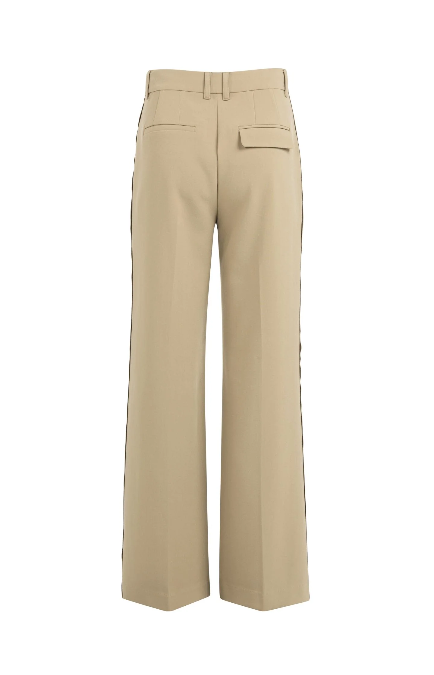 Woven trousers with wide legs and stitched details - Brown - Image 9