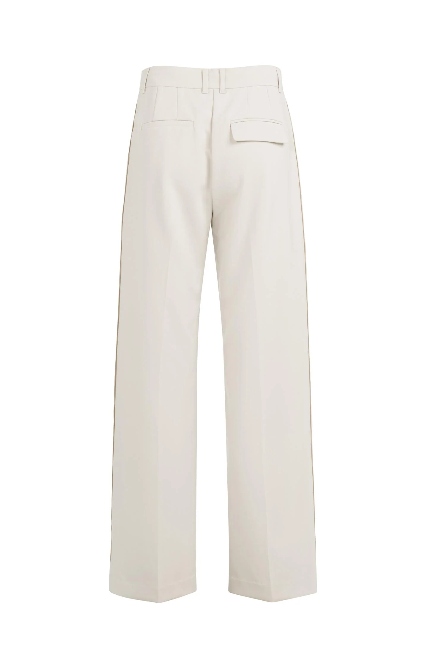 Woven trousers with wide legs and stitched details - Beige - Image 11