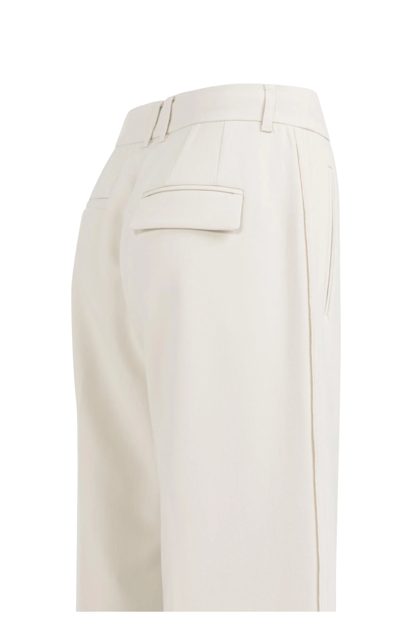Woven trousers with wide legs and stitched details - Beige - Image 12