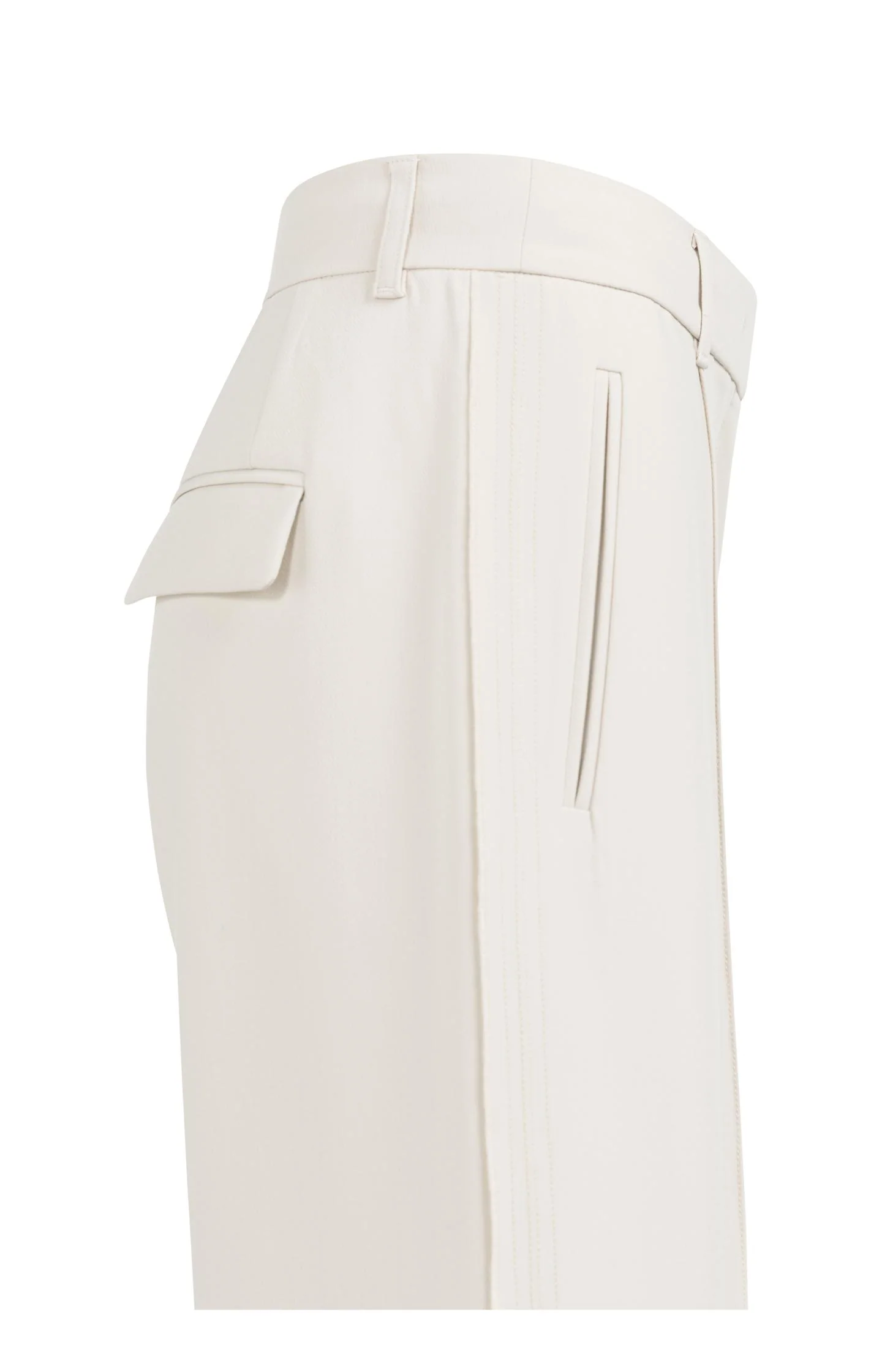 Woven trousers with wide legs and stitched details - Beige - Image 13