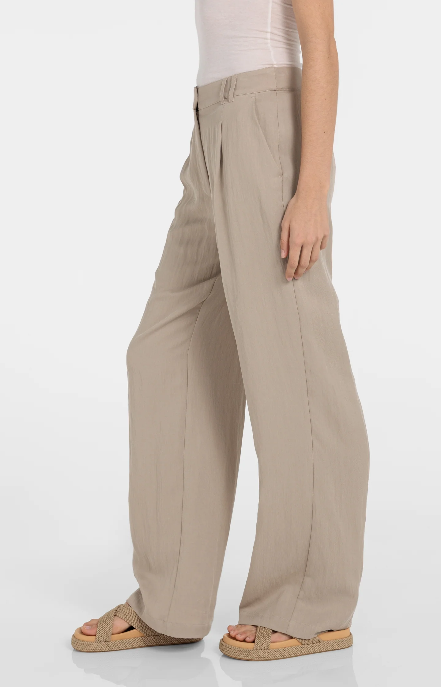Woven wide leg trousers with pleats (L32) - Image 3